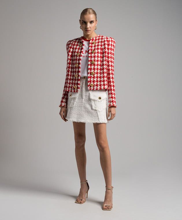 Balmain o1s1wg110825 Tweed Skirt With Fringe in White Size 28" / US 6 / IT 42 - 4 Thumbnail