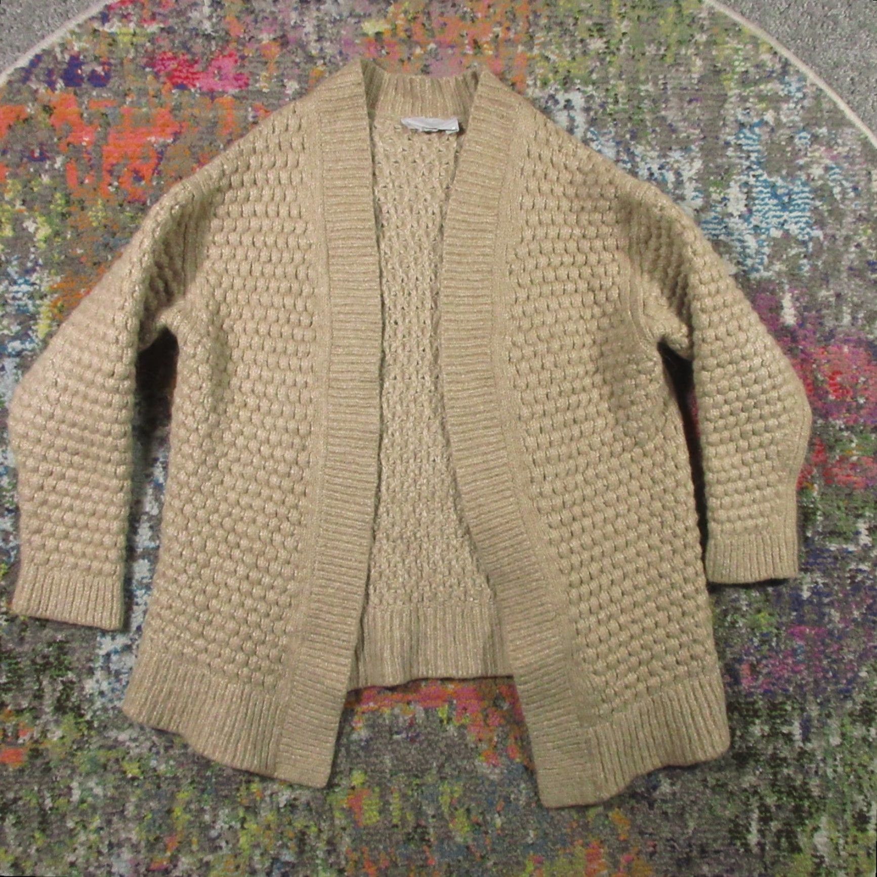 Everlane Everlane Cardigan Women's M The Cloud Oversized Chunky-Knit Wool Alpaca Cotton Brown Dropped Shoulders V-Neck Honeycomb Texture Knit Crew? Size M / US 6-8 / IT 42-44 - 2 Thumbnail