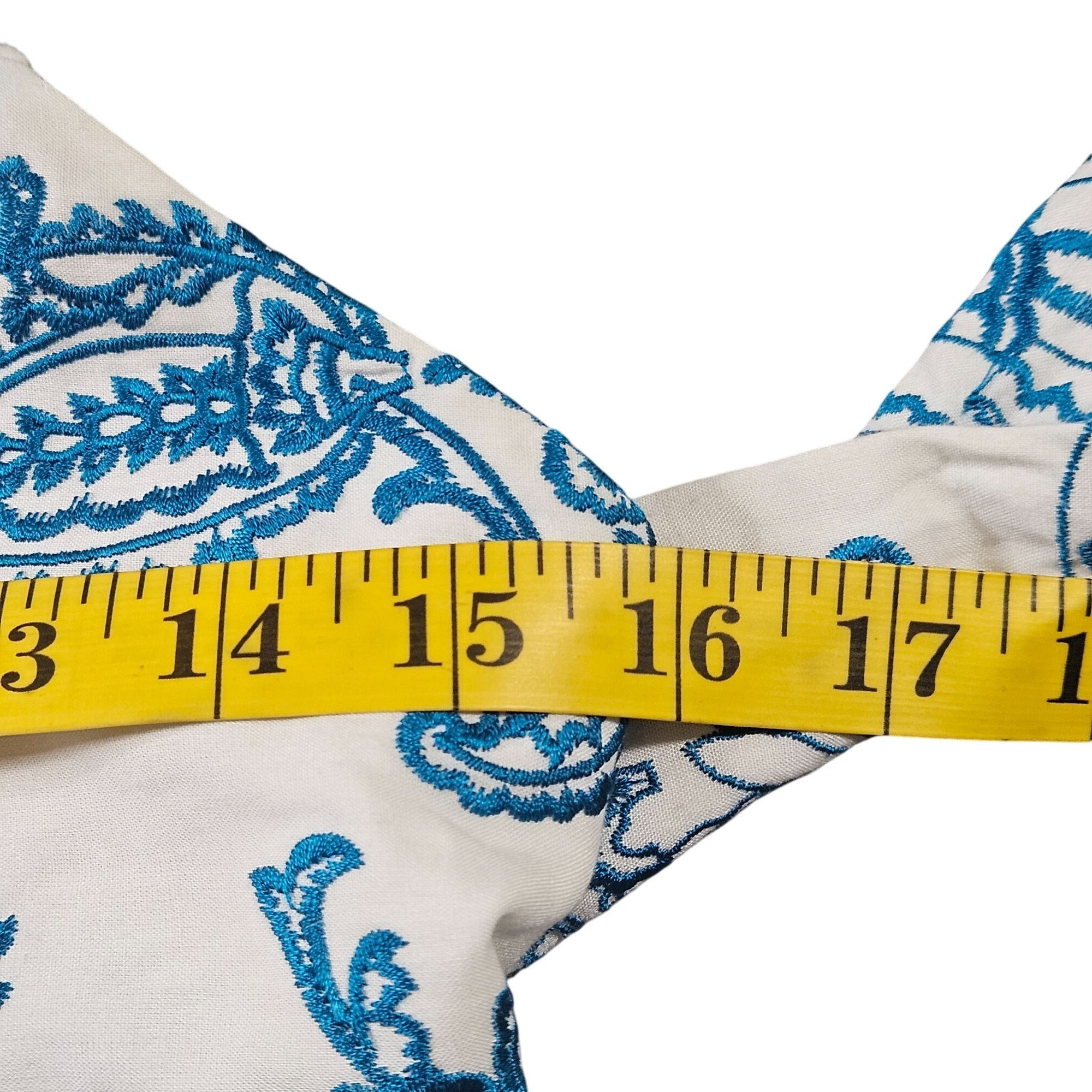 Alice + Olivia Alice + Olivia Blue White Paisley Mini Dress Size 6 | Ruffle Size M / US 6-8 / IT 42-44 - 11 Thumbnail