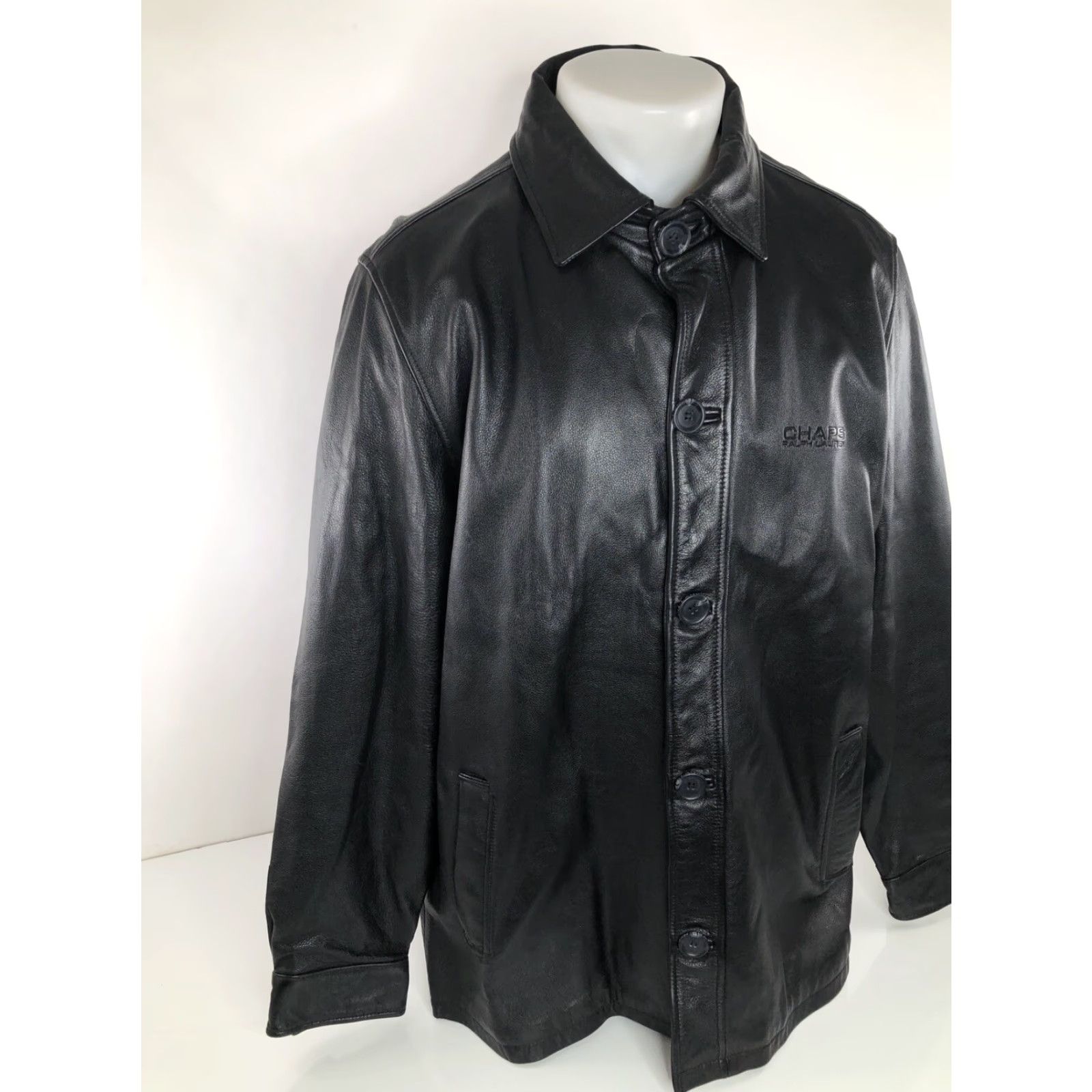 Ralph Lauren RALPH LAUREN CHAPS Leather Heavy Mens M Vintage Embossed Logo Jacket - EXC Black Size M Mens Jacket Size US M / EU 48-50 / 2 - 2 Thumbnail