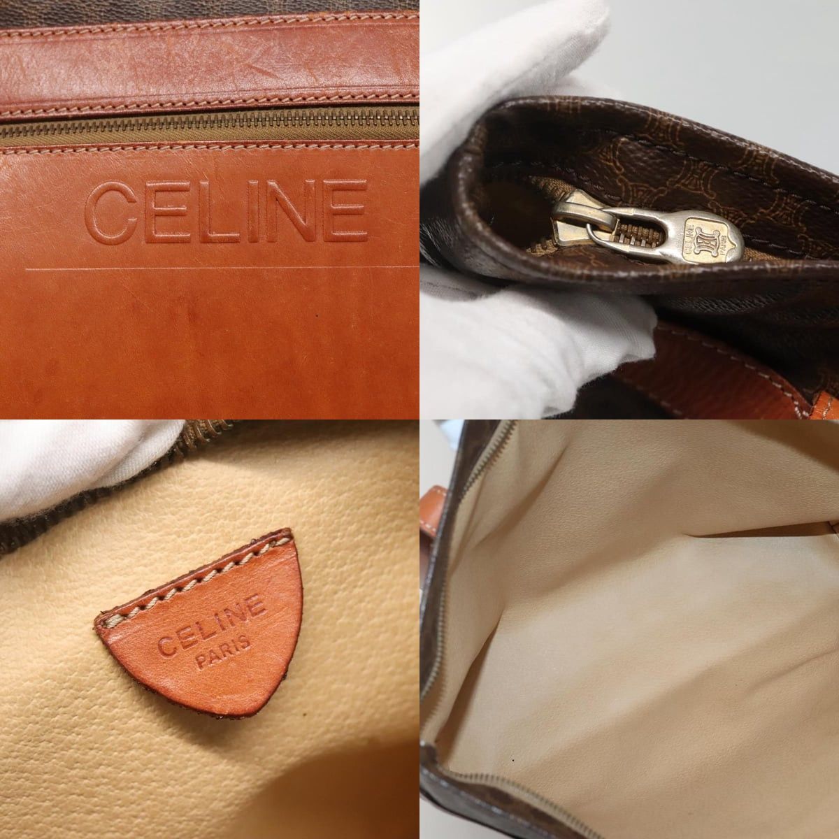 Celine CELINE Macadam Canvas Tote Bag Pvc Leather Brown Gold Size ONE SIZE - 11 Thumbnail