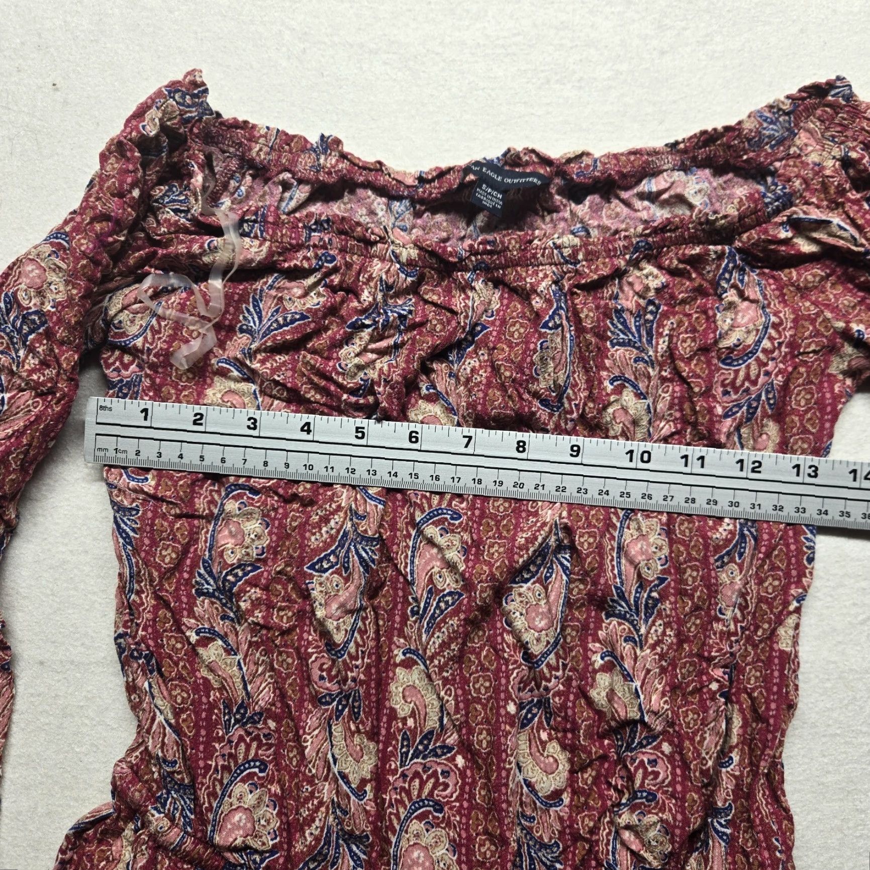 American Eagle Outfitters American Eagle Outfitters Shirt Womens S Red Paisley 3/4 Sleeve Blouse Top Small Size S / US 4 / IT 40 - 3 Thumbnail
