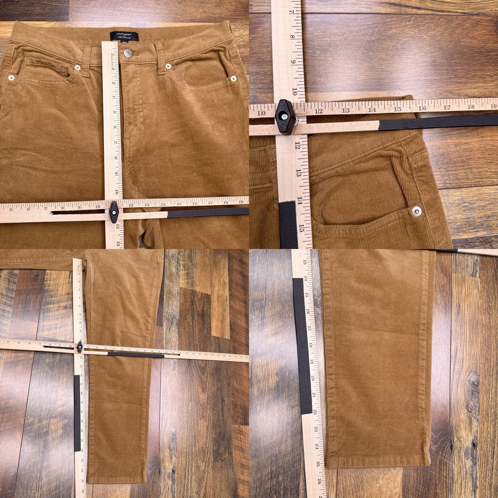 Banana Republic Banana Republic High Rise Slim Corduroy Pants Womens 30 Tan Slimming Cotton Elastane 25.5in Inseam Tapered City Travel Casual - Logo Front Flat Front Size 30" / US 8 / IT 44 - 8 Thumbnail