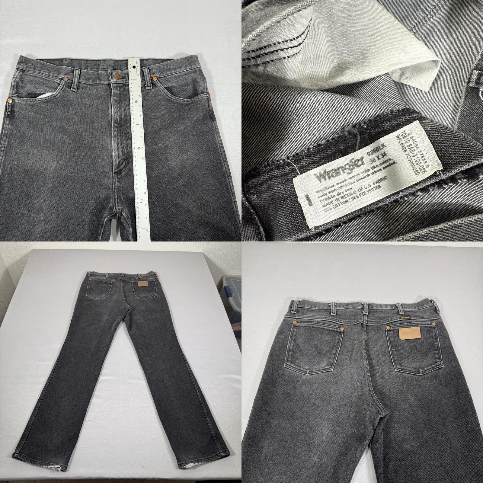 Wrangler Wrangler Jeans Mens 36x34 Black 938 Slim Fit Denim Pants Stretch Western Cowboy Size US 36 / EU 52 - 8 Thumbnail