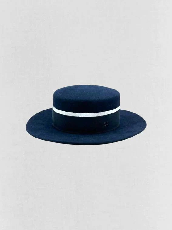 Chanel Chanel Navy Blue CC Rabbit Hair Felt Hat Size Medium Size ONE SIZE - 1 Thumbnail