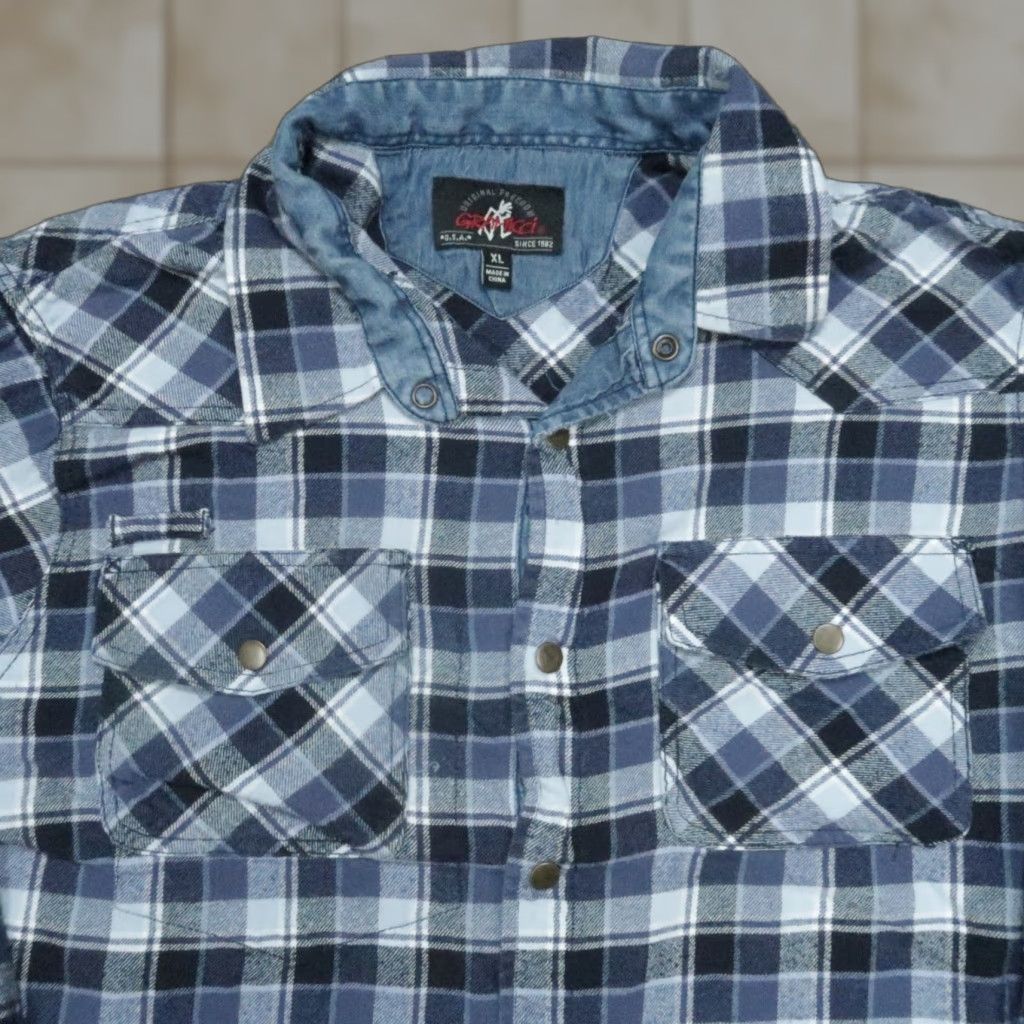Gramicci VINTAGE Gramicci Shirt Mens XL Blue Plaid Flannel Snap Long Sleeve Button Outdoors VTG Size US XL / EU 56 / 4 - 1 Thumbnail