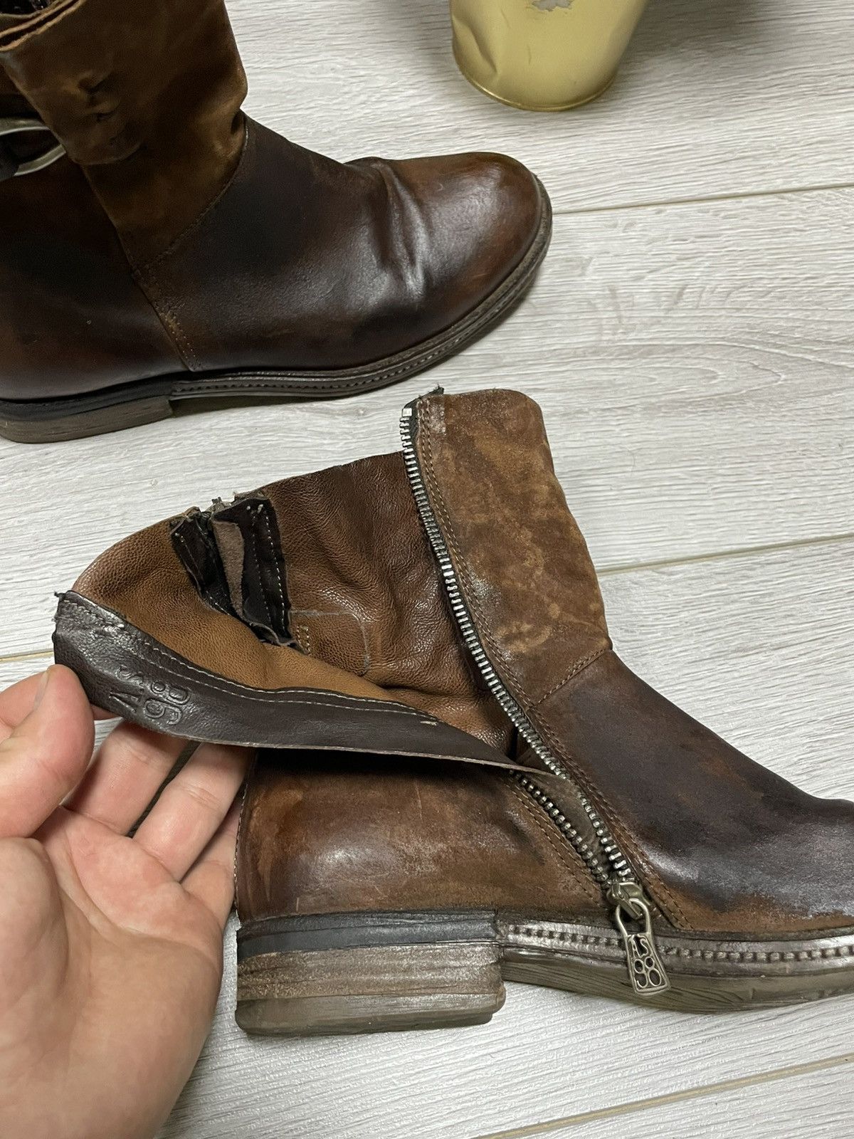 A.S.98 AS98 stitched engineered leather zip high boots eb0 Size US 9 / IT 39 - 19 Thumbnail