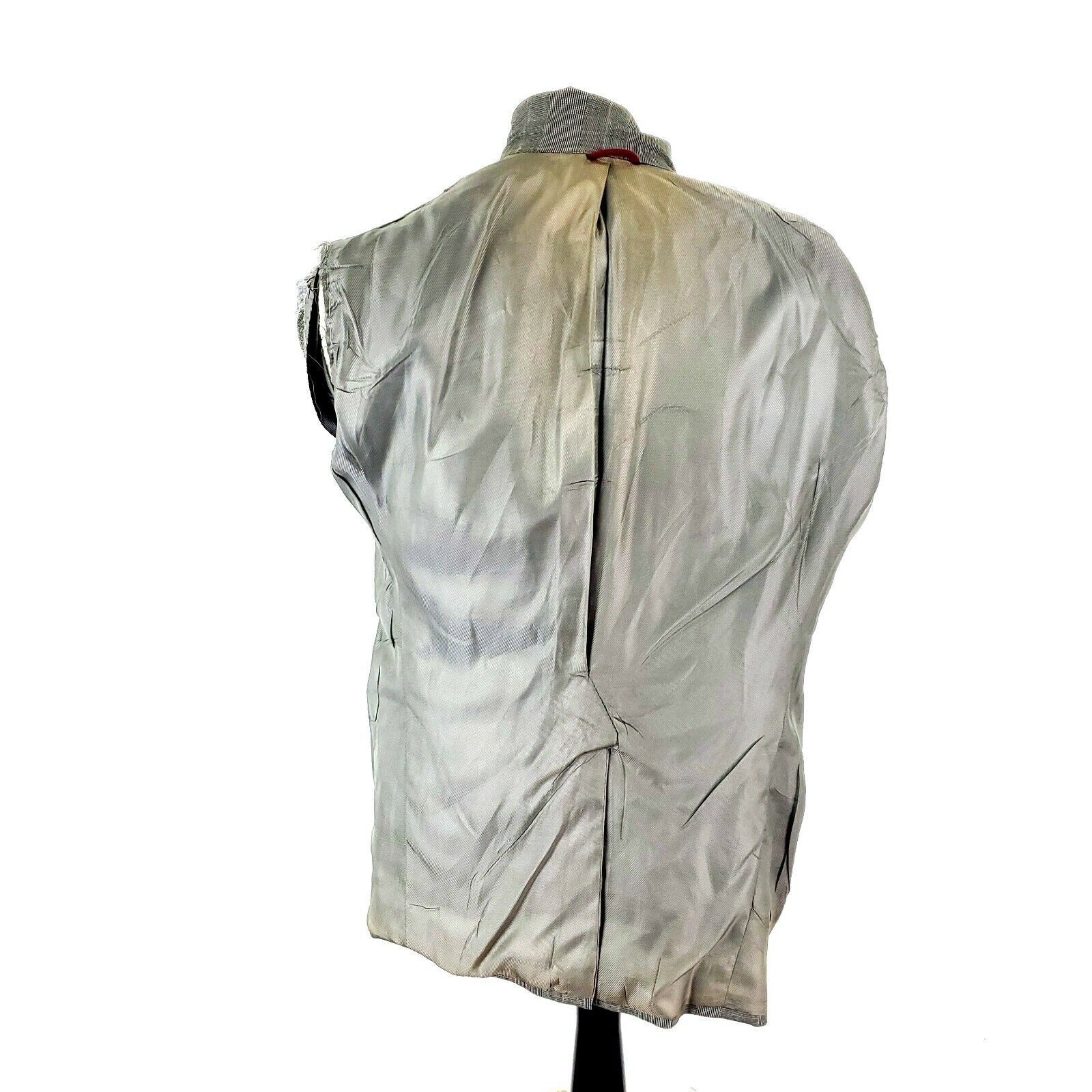 Hart Schaffner Marx DAMAGED Hart Schaffner Marx Wool 2 Button Sport Coat 44R Gra Size 44R - 10 Thumbnail