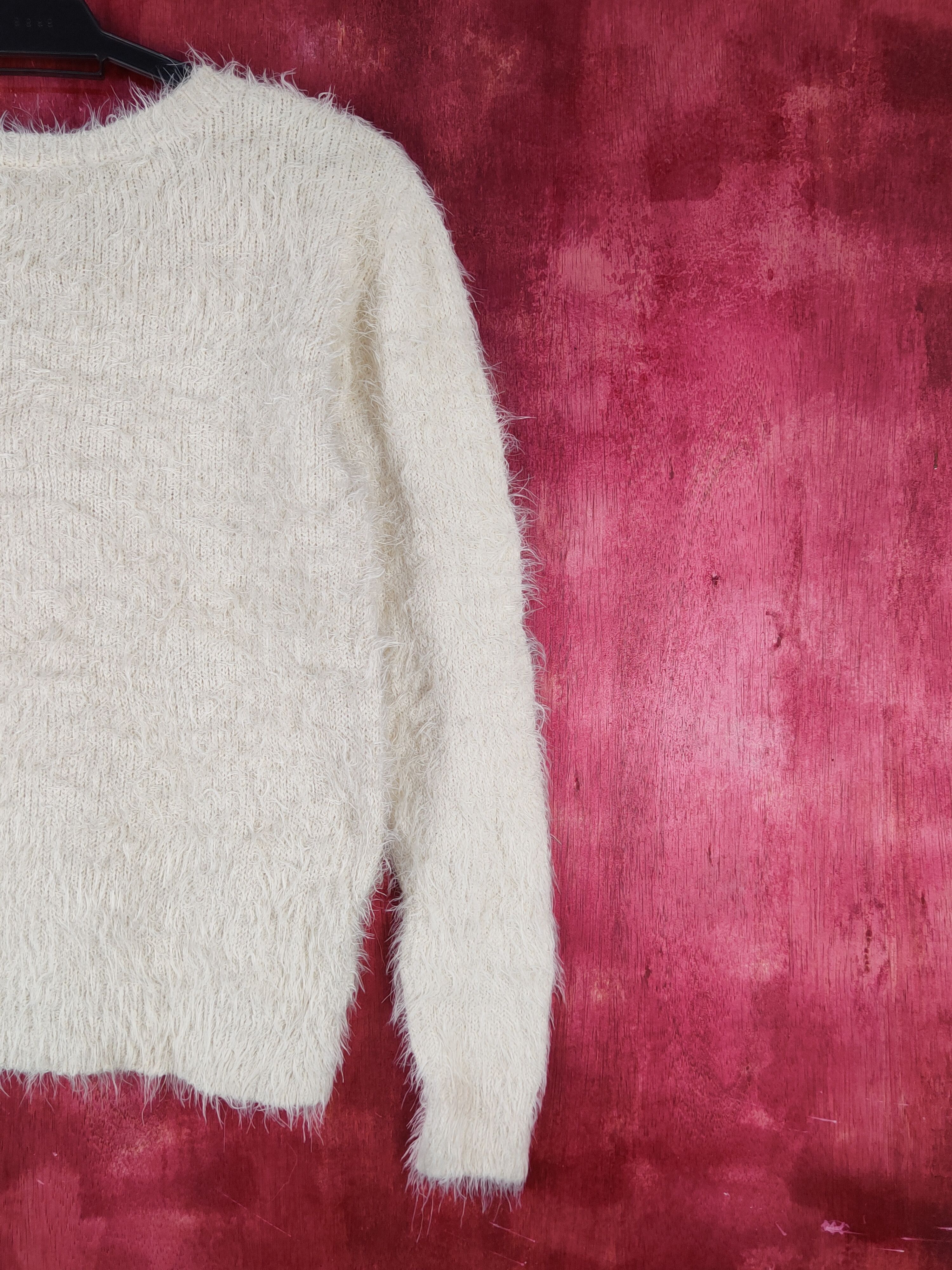 Homespun Knitwear C.o.l.z.a Cream Shag Shaggy Fur Mohair Knitwear #S2058 Size M / US 6-8 / IT 42-44 - 10 Thumbnail