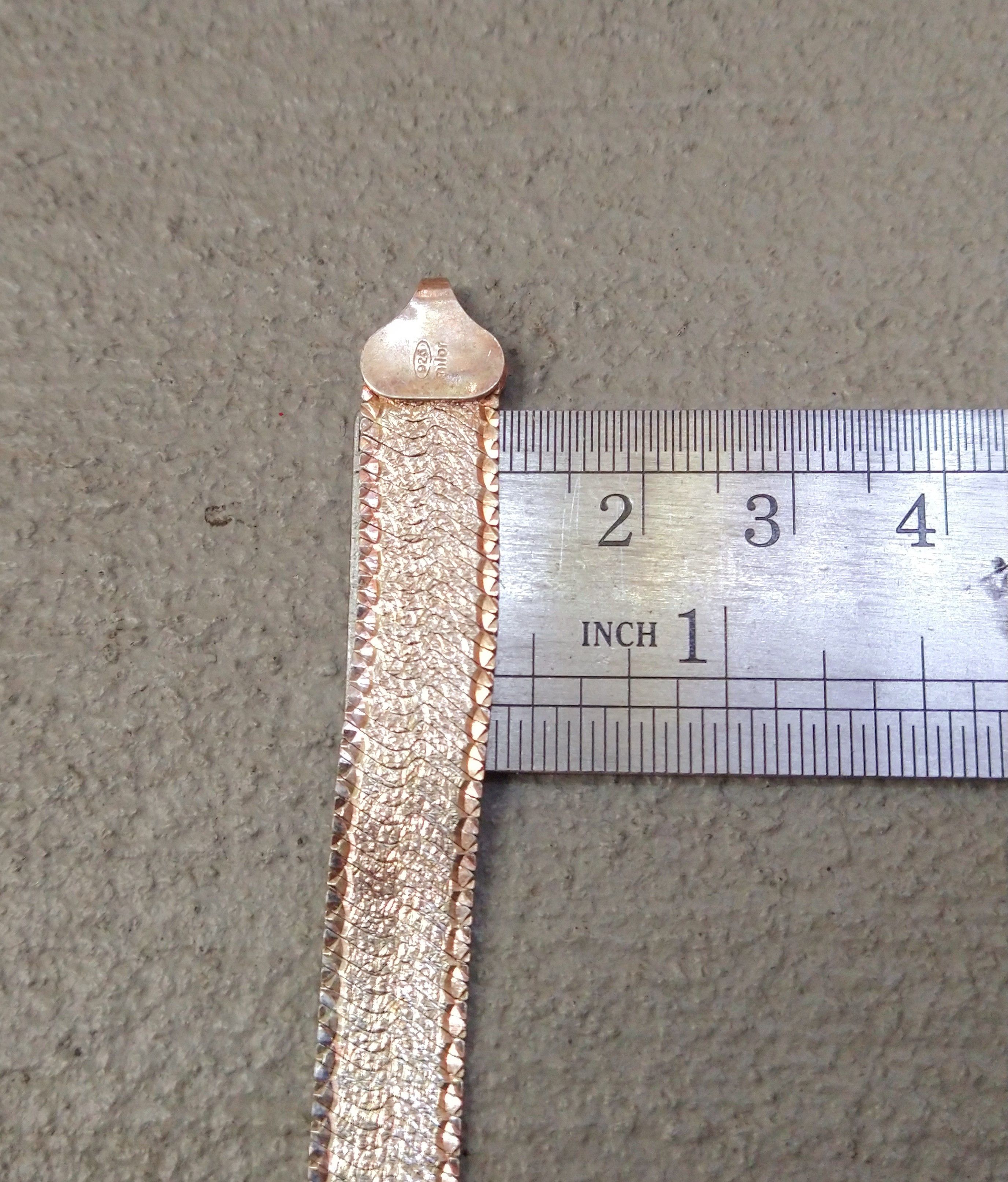 Vintage Sterling Silver Bracelet Herringbone Snake Chain
