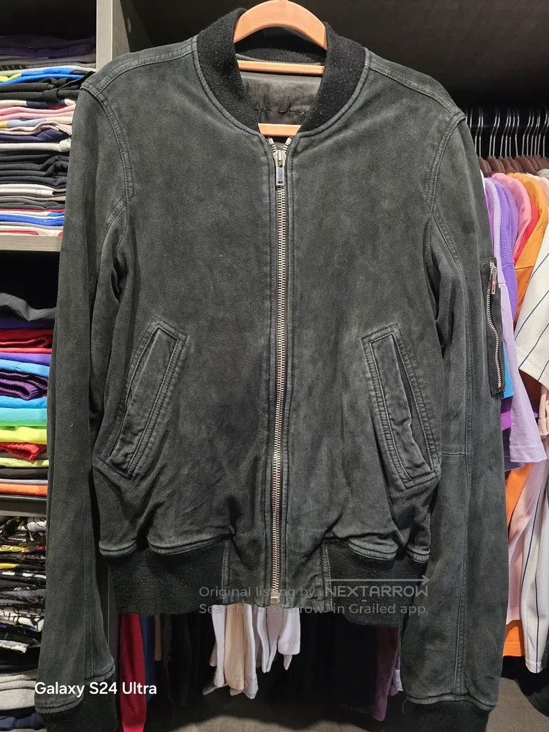 RICK OWENS Water-washed suede Bomber jacket