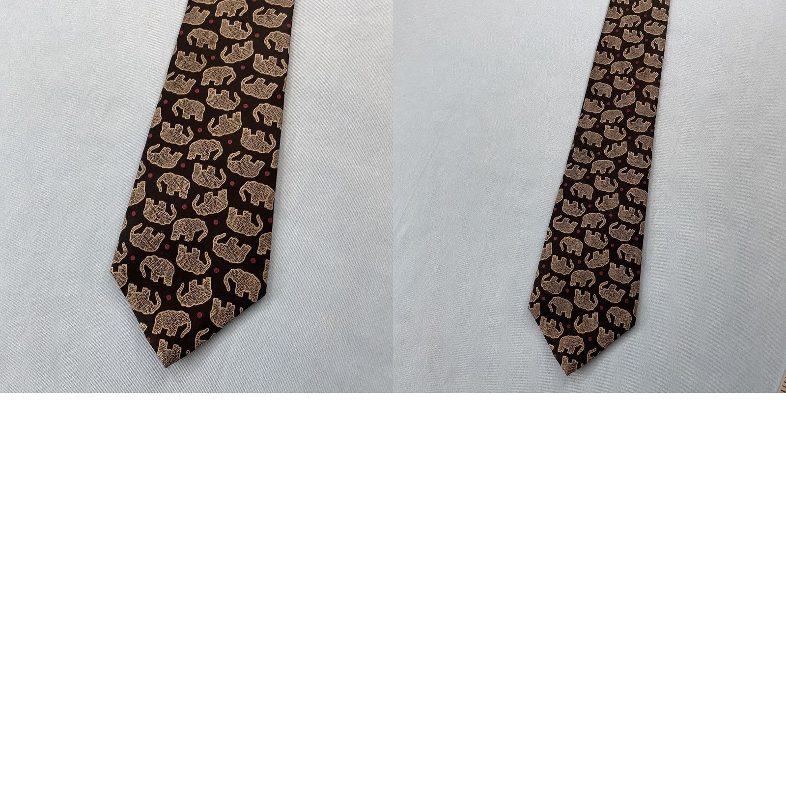 Perry Ellis Perry Ellis Portfolio Vtg Italy Silk Tie Elephant MCM Art Deco Dots Black Yellow Red Wall/Geometric Pattern Tie Mens Size One Size Size ONE SIZE - 11 Thumbnail