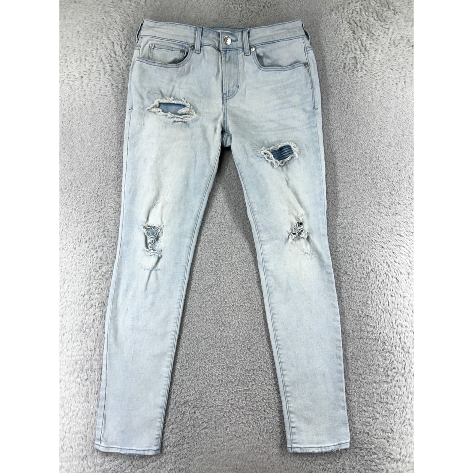 Pacsun Pacsun Jeans Womens 29 Blue Denim Distressed Skinny Stacked 30L Mid Rise 5-Pocket Classic Comfort Beachwear? Size 29" - 2 Thumbnail