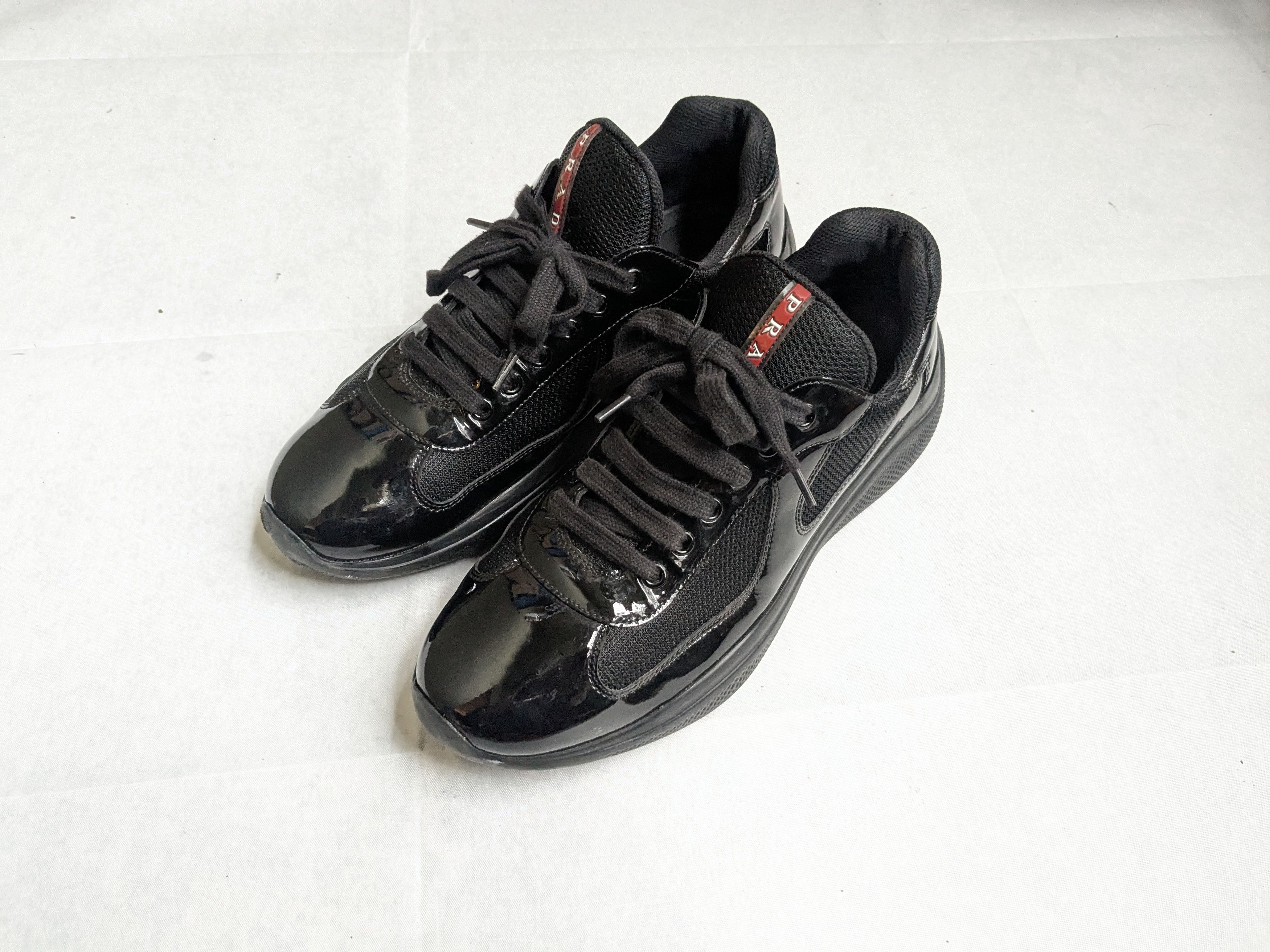 Prada Prada America's Cup Sneakers Black Patent Leather 8 Red Size US 8 / EU 41 - 2 Thumbnail
