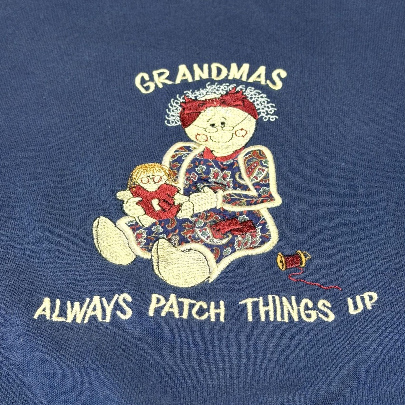 Vintage VINTAGE Cheek-O Sweatshirt Womens L Blue Grandmas Patch Things Up Graphic Sweatshirt Size L / US 10 / IT 46 - 6 Thumbnail