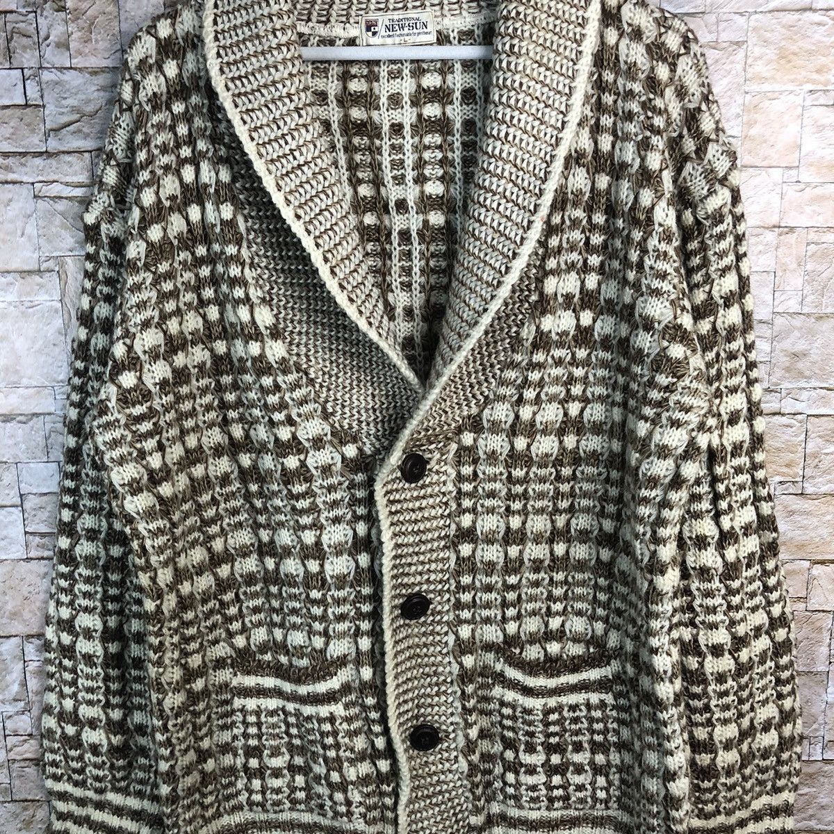 Homespun Knitwear × Japanese Brand Traditional Newsun Brown vintage Cardigan Knitwear #A179 Size US L / EU 52-54 / 3 - 5 Thumbnail