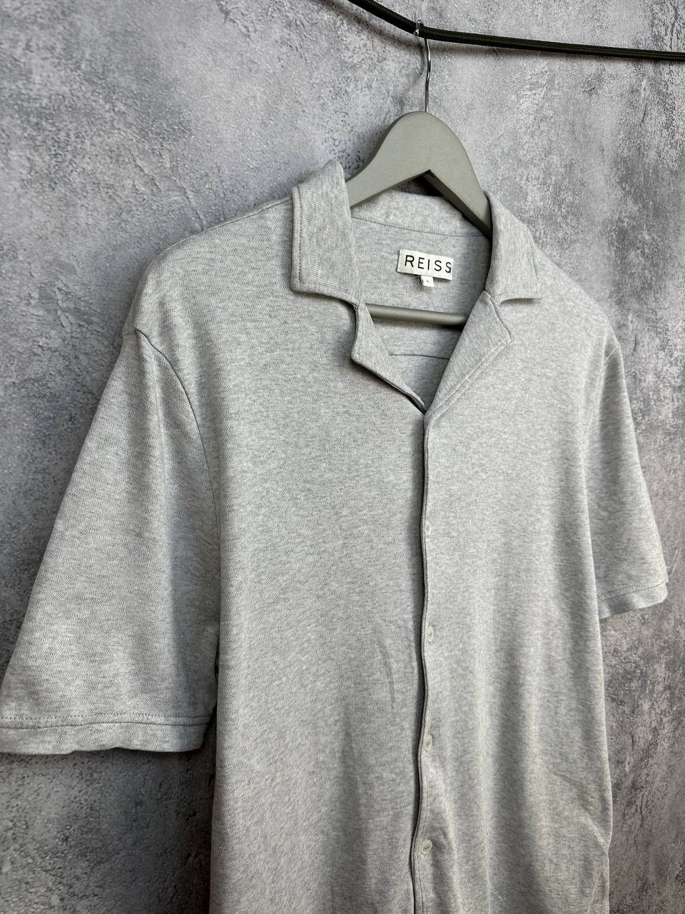 Reiss Reiss Antonio Cotton Resort Shirt Light Gray Short Sleeve Size US L / EU 52-54 / 3 - 3 Thumbnail