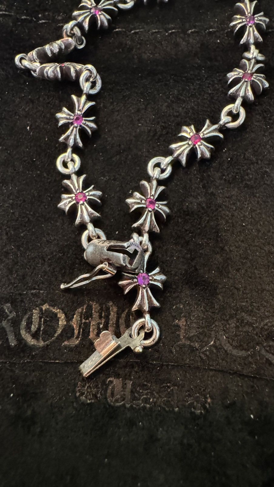 Chrome Hearts Pink Sapphire Tiny E Bracelet *RARE* Size ONE SIZE - 7 Thumbnail