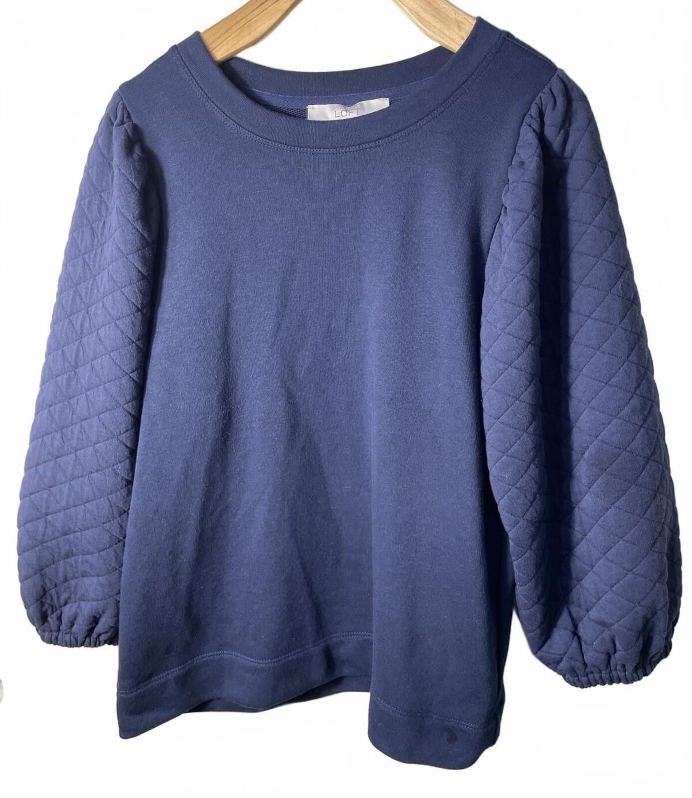 Other LOFT Sweatshirt Women's Size Small Navy Blue Quilted Sleeve Size S / US 4 / IT 40 - 1 Thumbnail