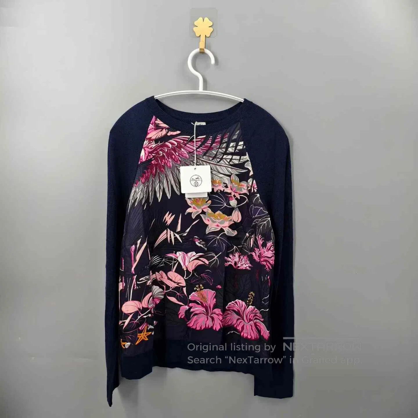 Hermes Hermes Floral Patchwork Long Sleeve Top| Size XXS / US 00 / IT 34 - 1 Thumbnail