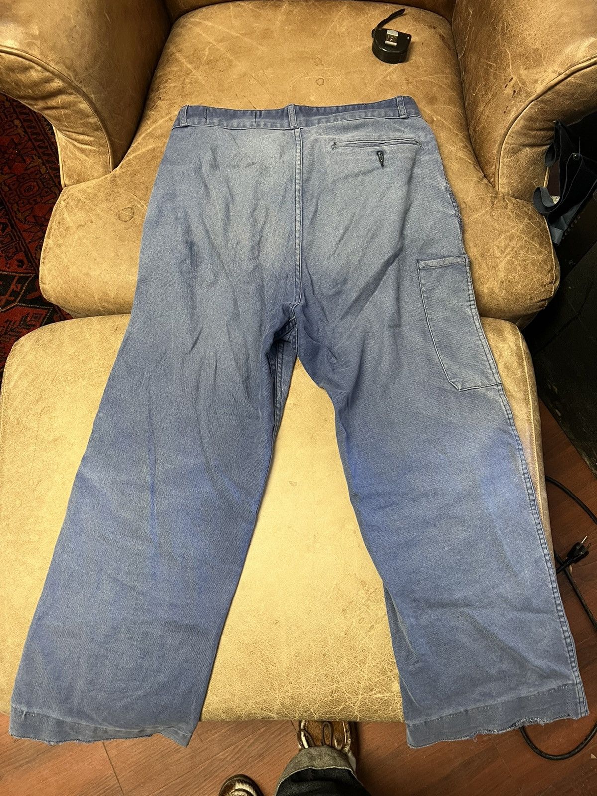 Other Vintage 1950s Repaired French Moleskin Blue Chore Pants Size US 31 - 3 Thumbnail