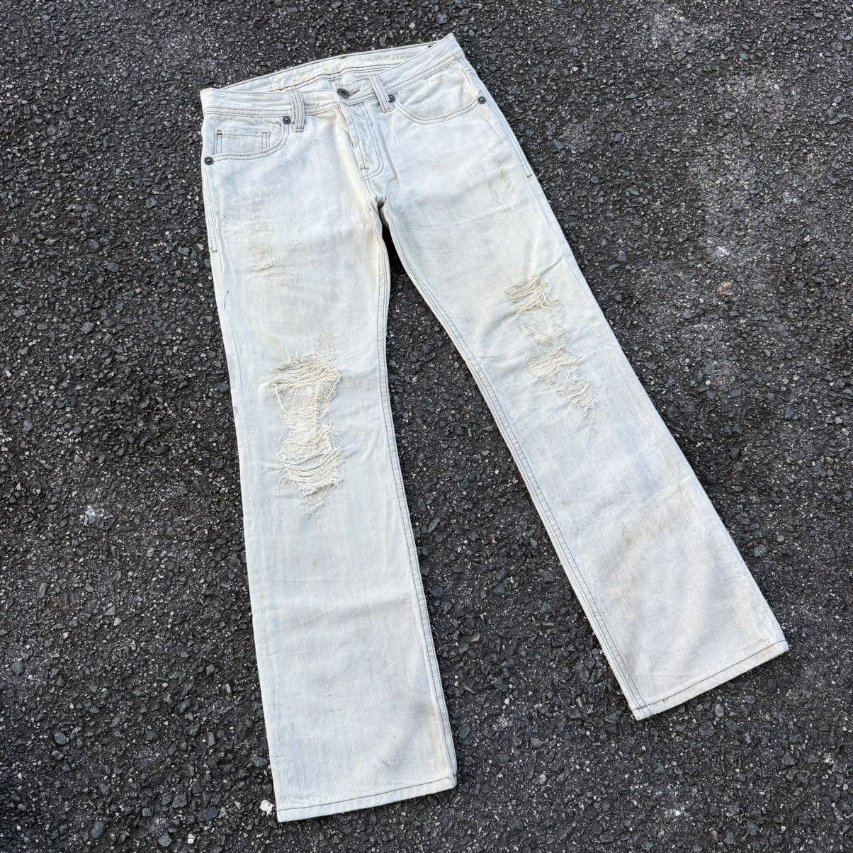 Cult Of Individuality VTG FLARE CULT OF INDUALITY WHITE YELLO JEAN DENIM PANTS Size US 33 - 2 Thumbnail