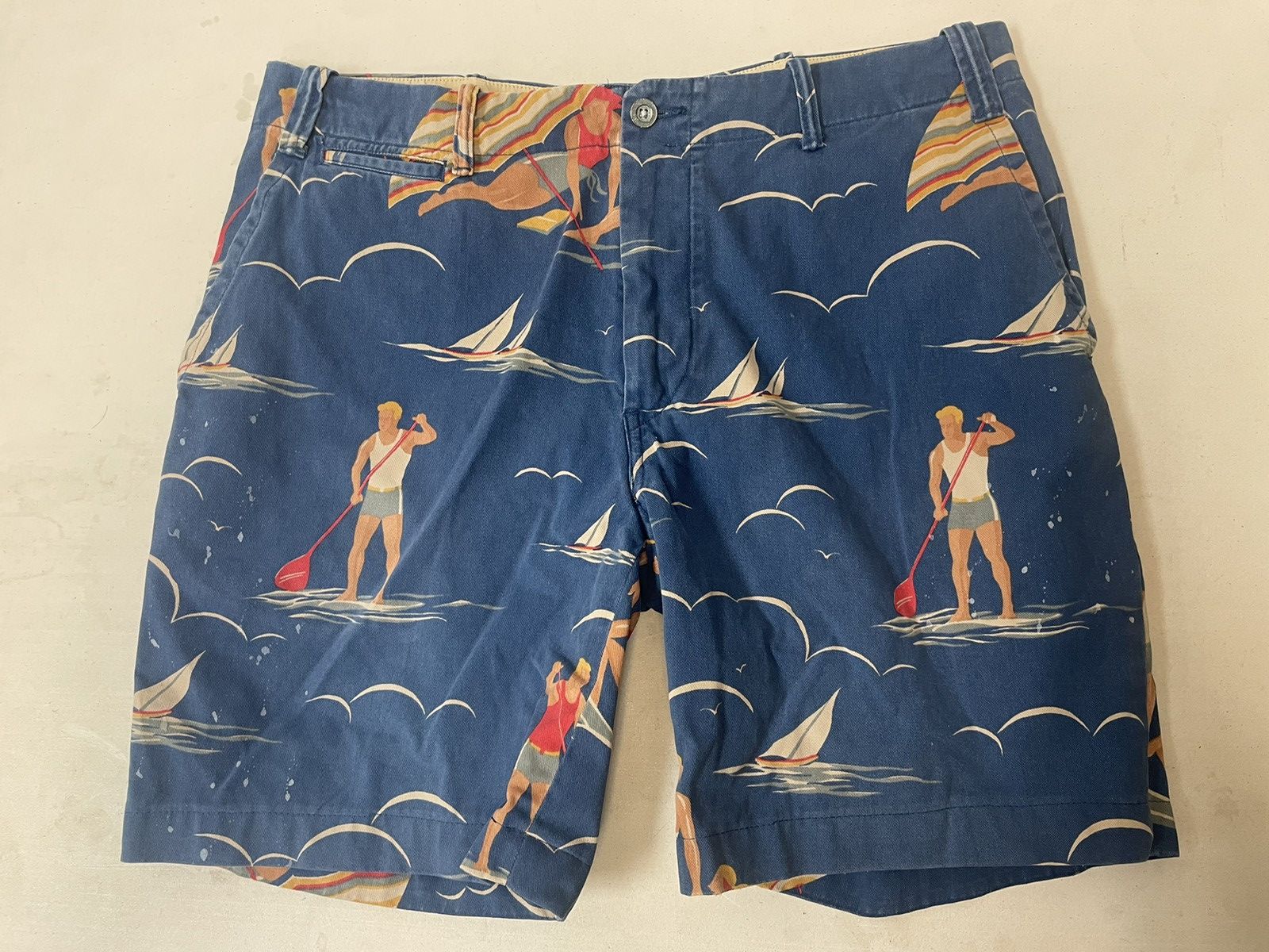 Polo Ralph Lauren × Vintage Paddle Board Print Chino Shorts Size US 38 / EU 54 - 2 Thumbnail