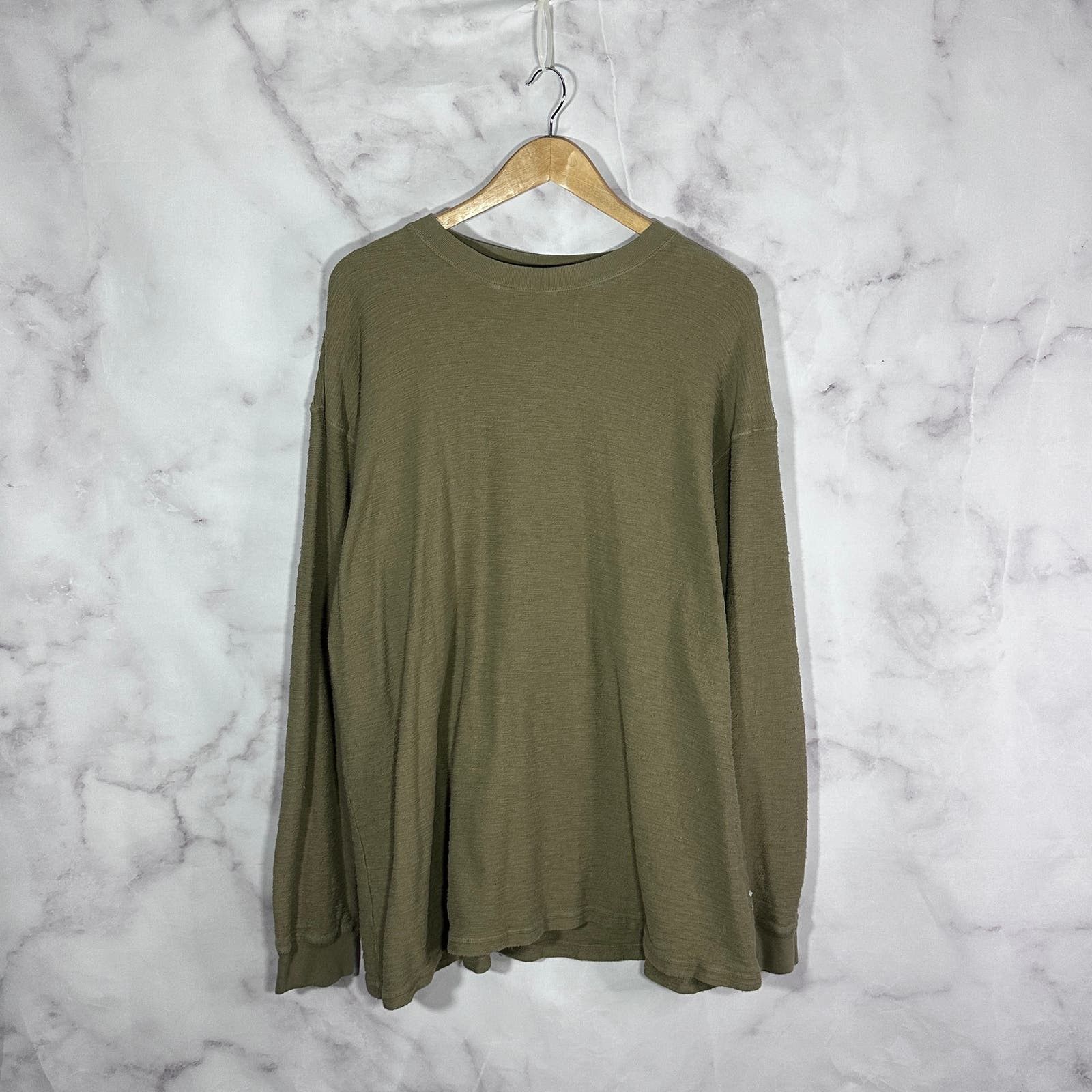 HIDDEN Hidden NY Olive Slub Henley Size US XL / EU 56 / 4 - 1 Thumbnail