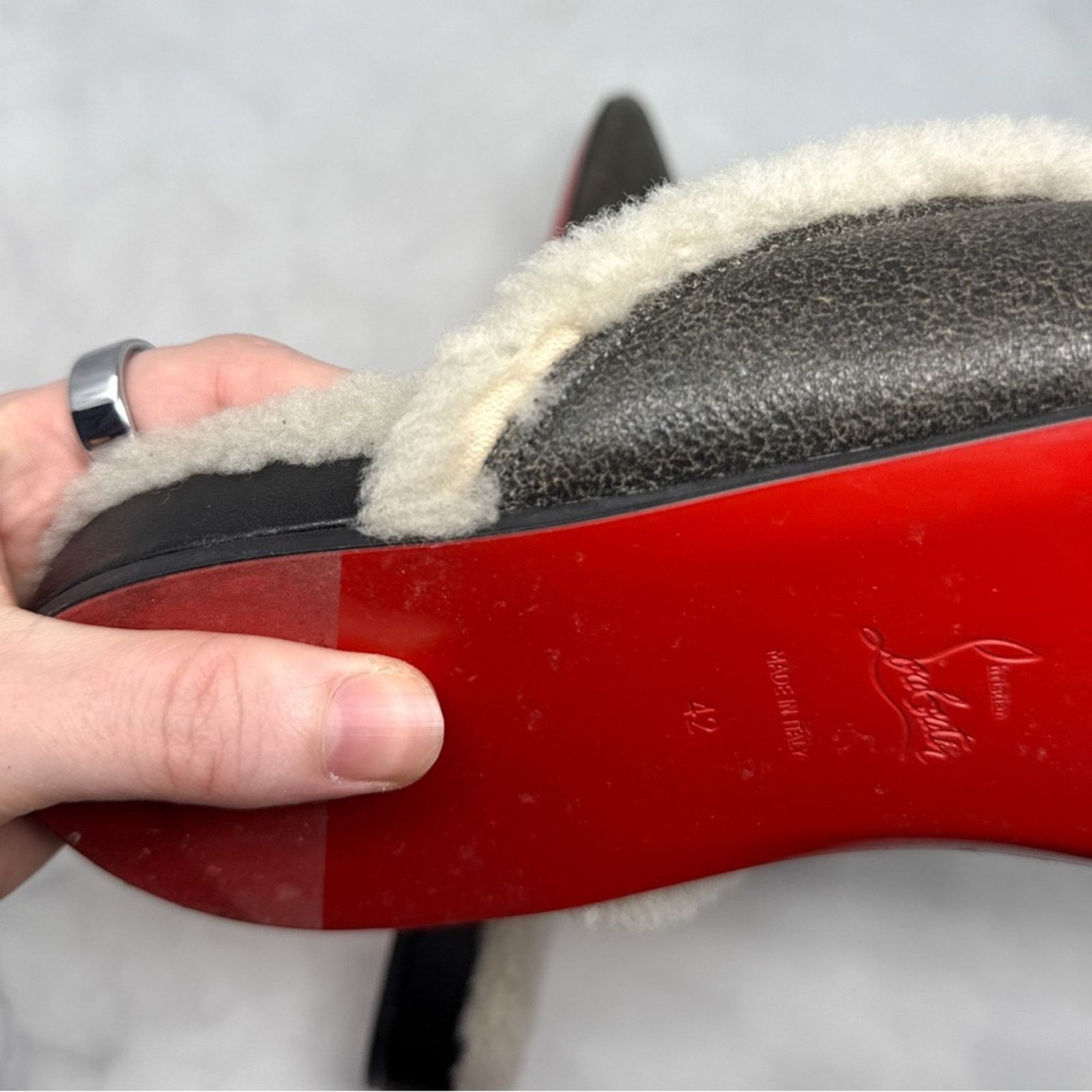 Christian Louboutin Christian Louboutin Leather Sherpa Flat Smoking Loafer Shoes Size US 9 / EU 42 - 7 Thumbnail