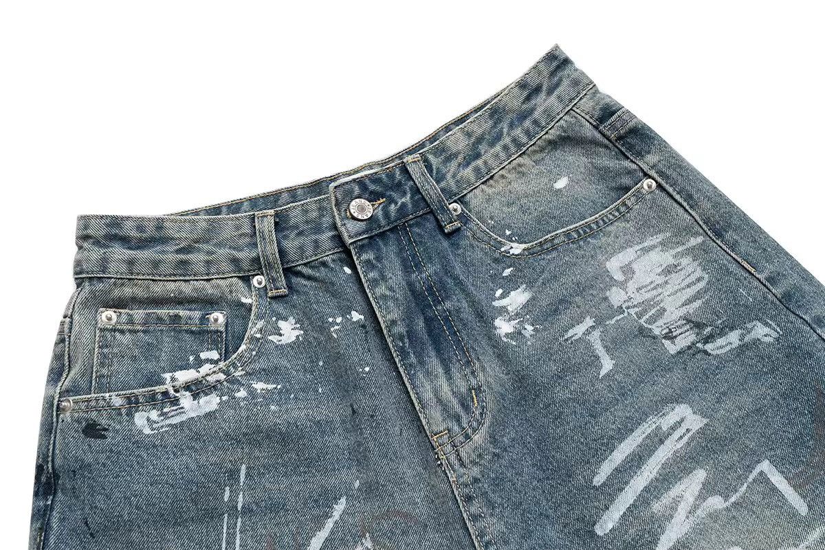 Designer Design Distressed Graffiti Printed Wide Leg Baggy Shorts Size US 32 / EU 48 - 5 Thumbnail