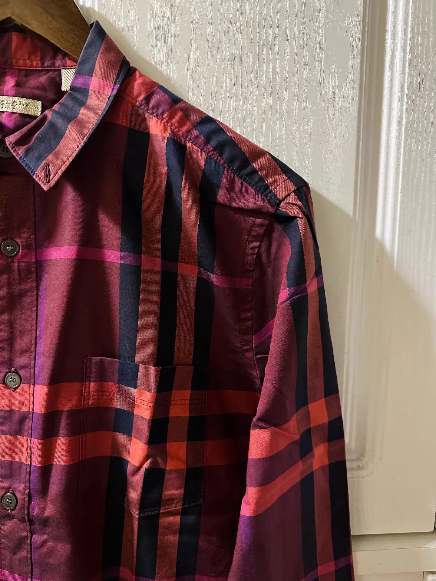 Burberry BURBERRY Men's Red Black Purple Tartan Shirt M 98 New Size US M / EU 48-50 / 2 - 5 Thumbnail