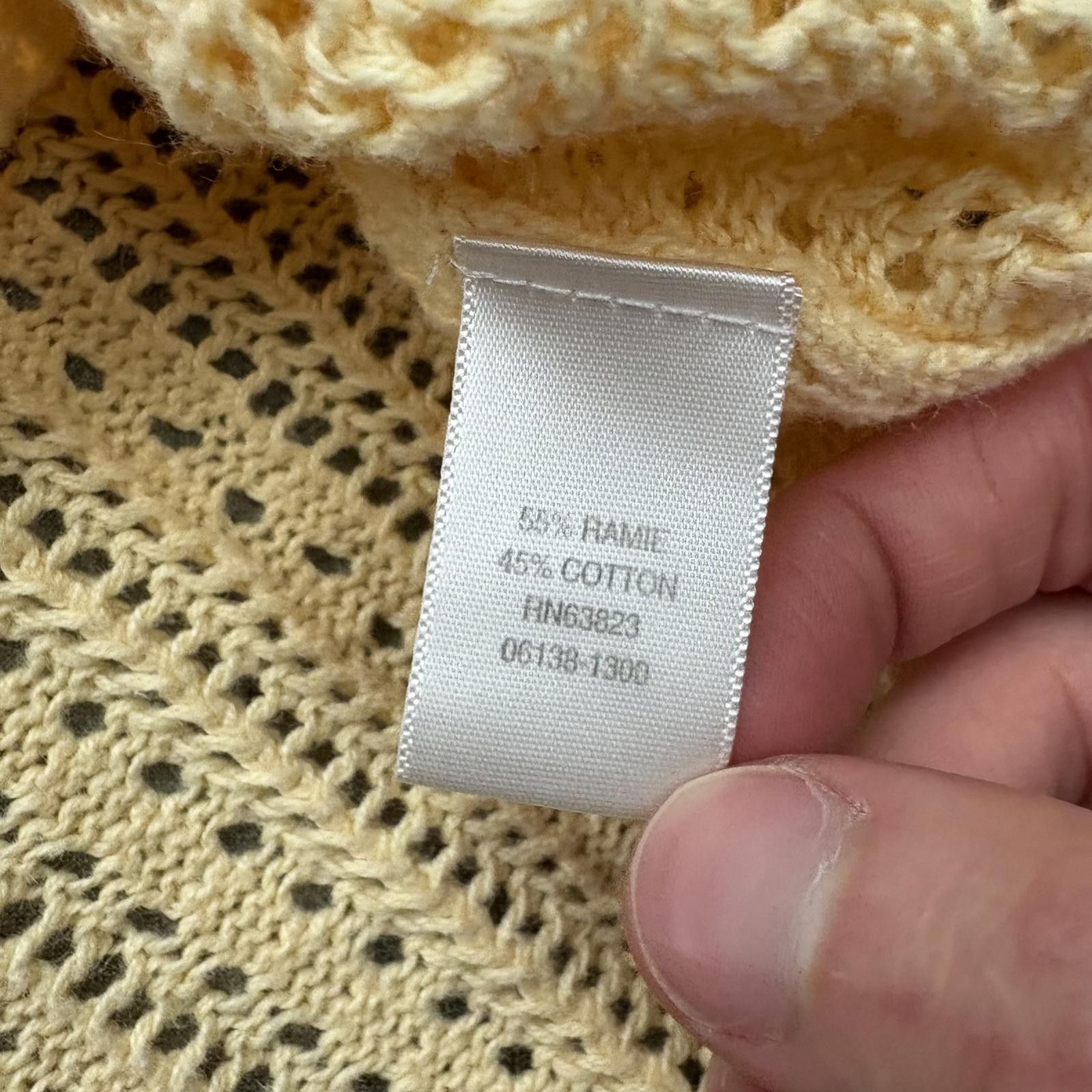 Vintage Vintage 90s Y2K Yellow Cream Cottage Knit Sweater Cardigan Size XL / US 12-14 / IT 48-50 - 4 Thumbnail