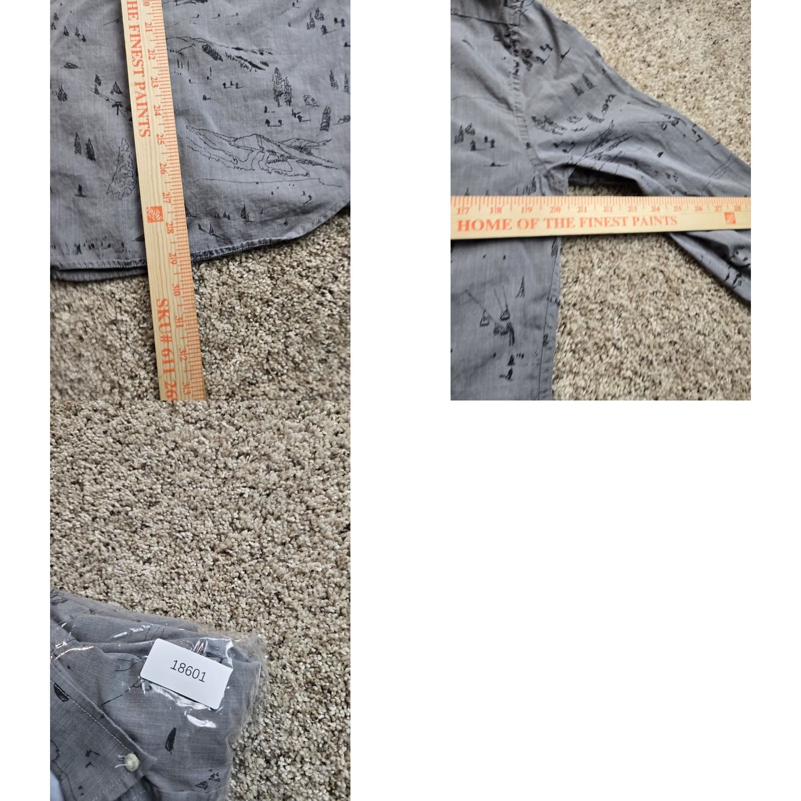 Banana Republic Banana Republic Shirt Medium Gray Ski Print Luxe Poplin Slim Fit Long Sleeve Button-Down Collared Men Regular Size M Size US M / EU 48-50 / 2 - 8 Thumbnail