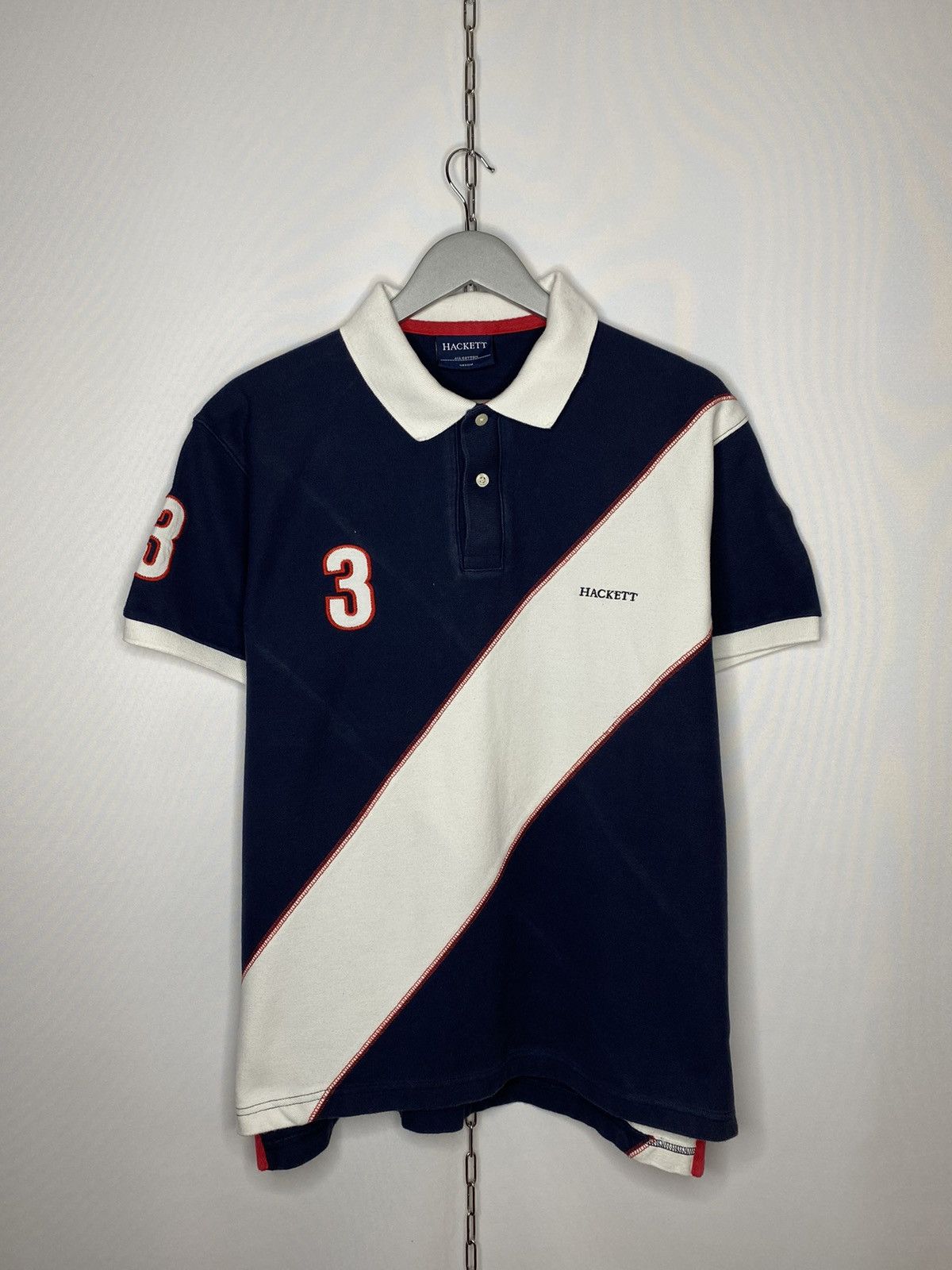 Vintage Hackett London #3 Polo Shirt Short Sleeve Big Logo Menswear