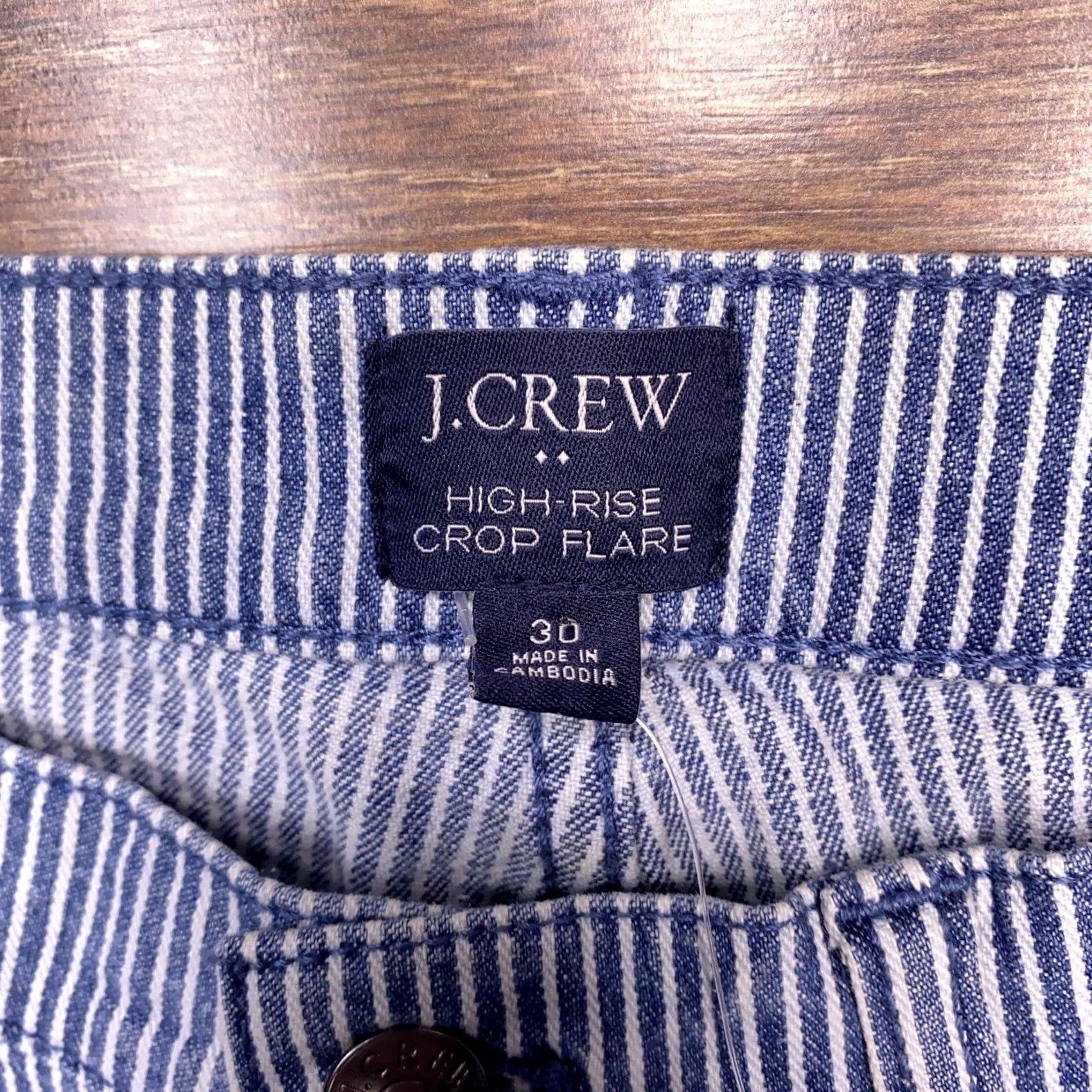 J.Crew J.CREW Jeans Womens 30 High Rise Crop Flare Striped Stretch Denim Blue 5-Pocket Modern Light Wash NWT Size 30" / US 8 / IT 44 - 5 Thumbnail
