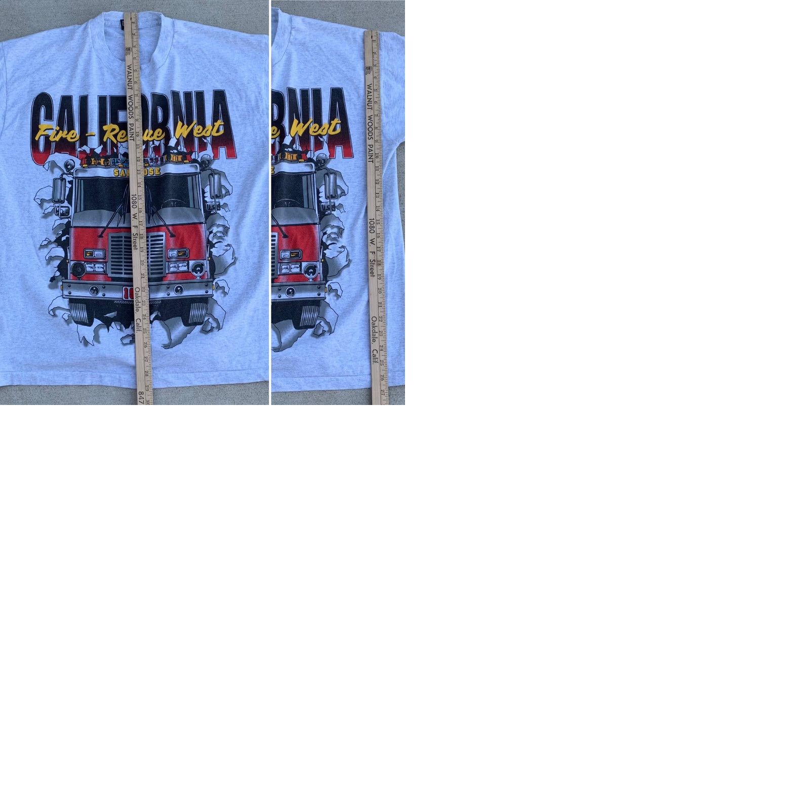 Fruit Of The Loom VINTAGE California Fire Rescue West San Jose 1996 t-shirt XL Fruit of the Loom Unisex Adults Short Sleeve Crew Neck Heather Gray 50/50 Graphic Print Size US XL / EU 56 / 4 - 9 Thumbnail