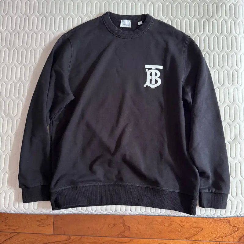 Burberry Black Cotton Embroidered Cropped Sweatshirt