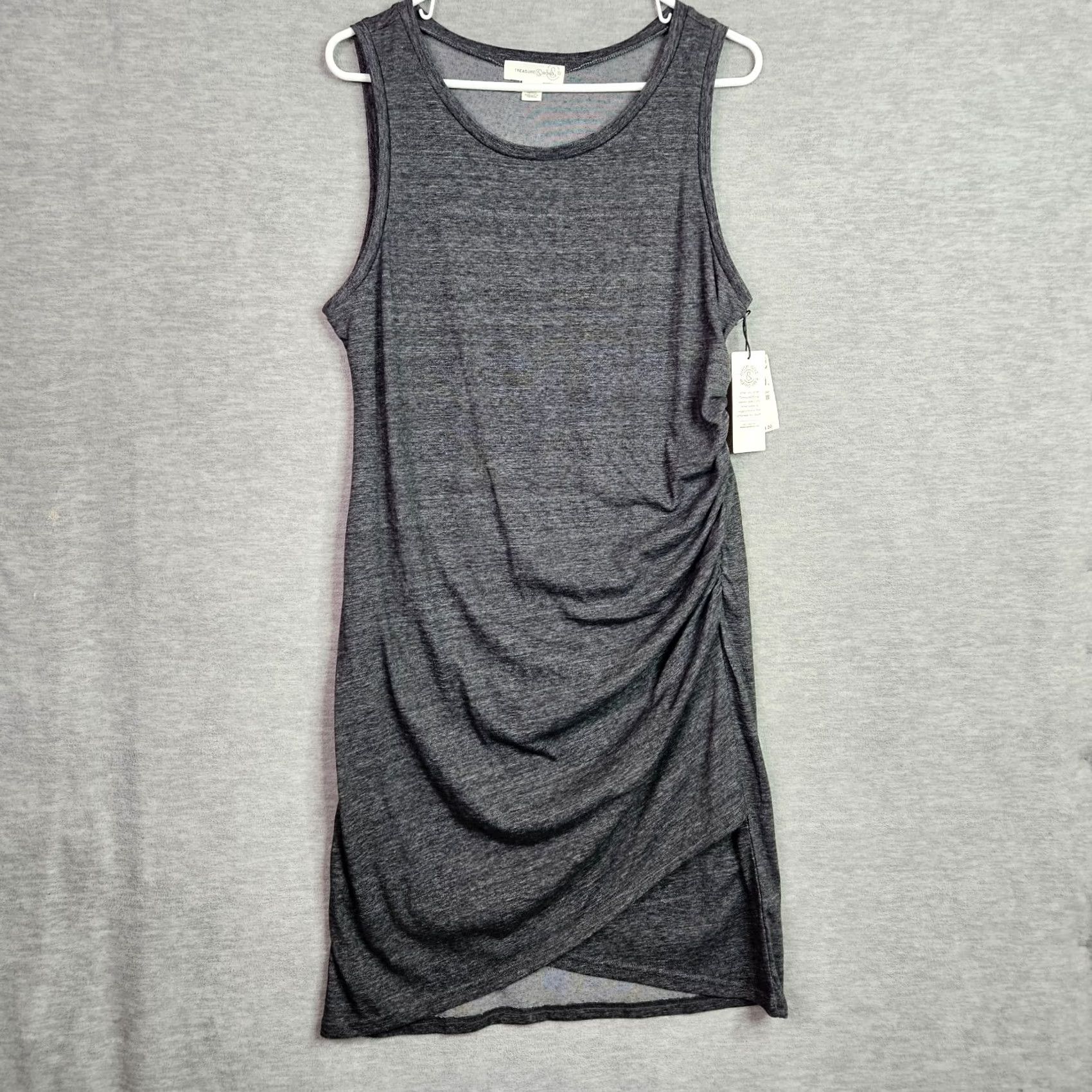 Treasure & Bond Treasure & Bond XL Gray Charcoal Heather Ruched Tank Dress Sleeveless Size XL / US 12-14 / IT 48-50 - 2 Thumbnail