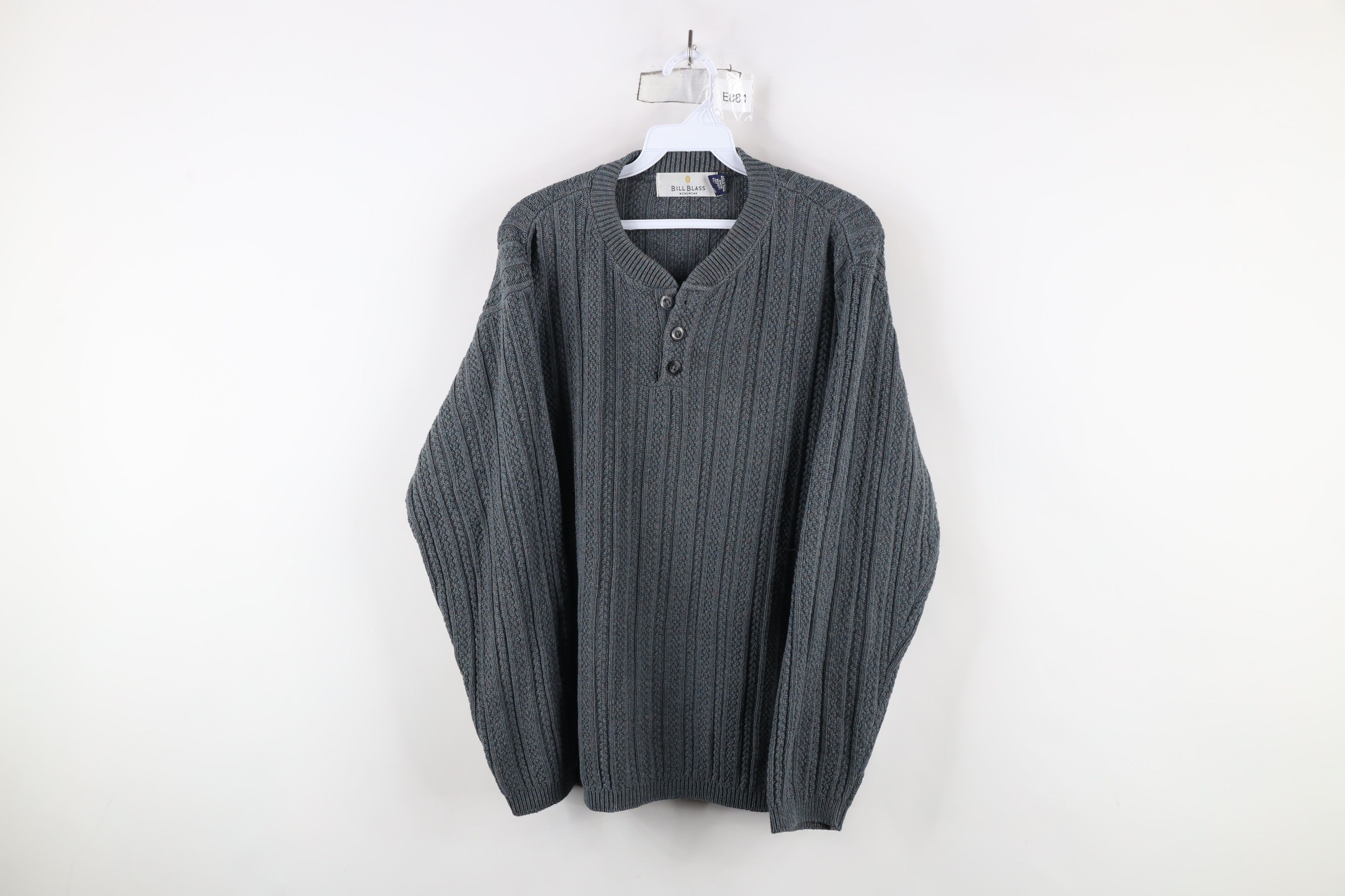 Vintage Vintage 90s Streetwear Fleck Ribbed Knit Henley Sweater USA Size US M / EU 48-50 / 2 - 1 Thumbnail