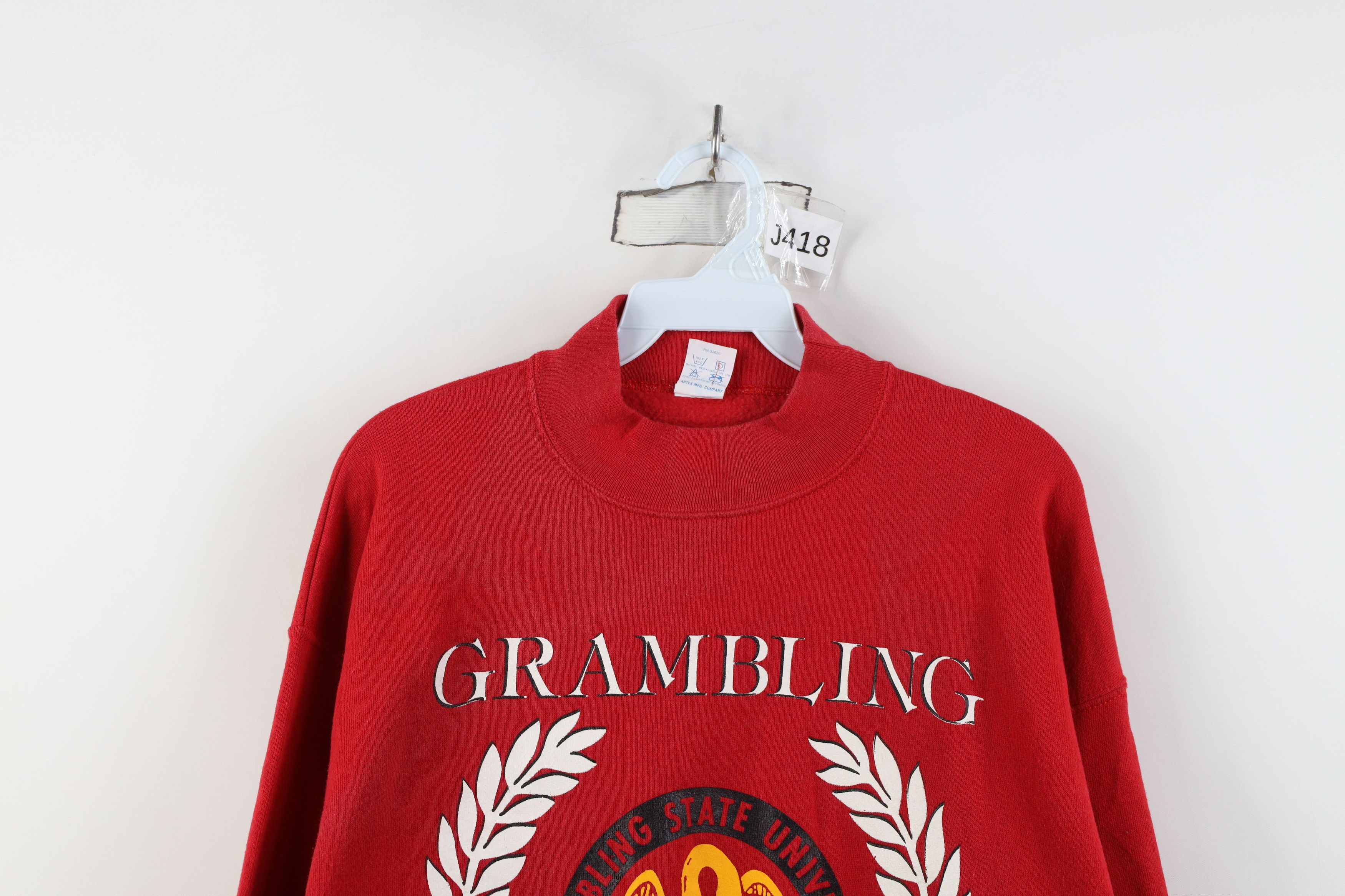 Vintage Vintage 70s 80s University Mock Neck Sweatshirt Red USA Size L / US 10 / IT 46 - 2 Thumbnail