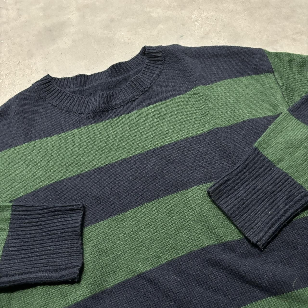 Japanese Brand × Vintage Crazy Vintage Y2K/2000s Grunge Green Striped Emo Essential Sweater! Size S / US 4 / IT 40 - 3 Thumbnail