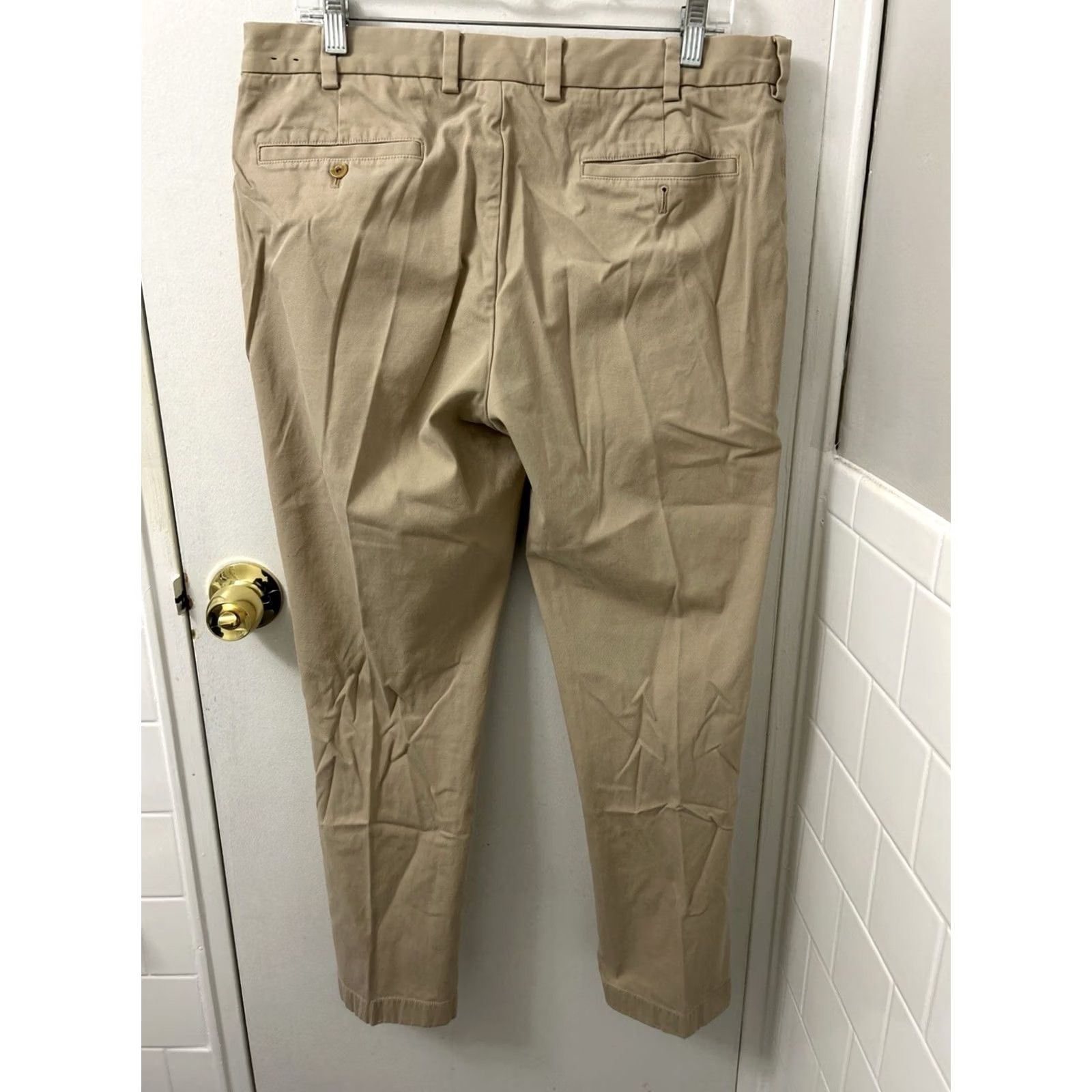 Brooks Brothers Brooks Brothers Milano Pants Mens 35x30 Chino Khaki Supima Cotton Blend Beige Straight Flat Front Size US 35 - 6 Thumbnail