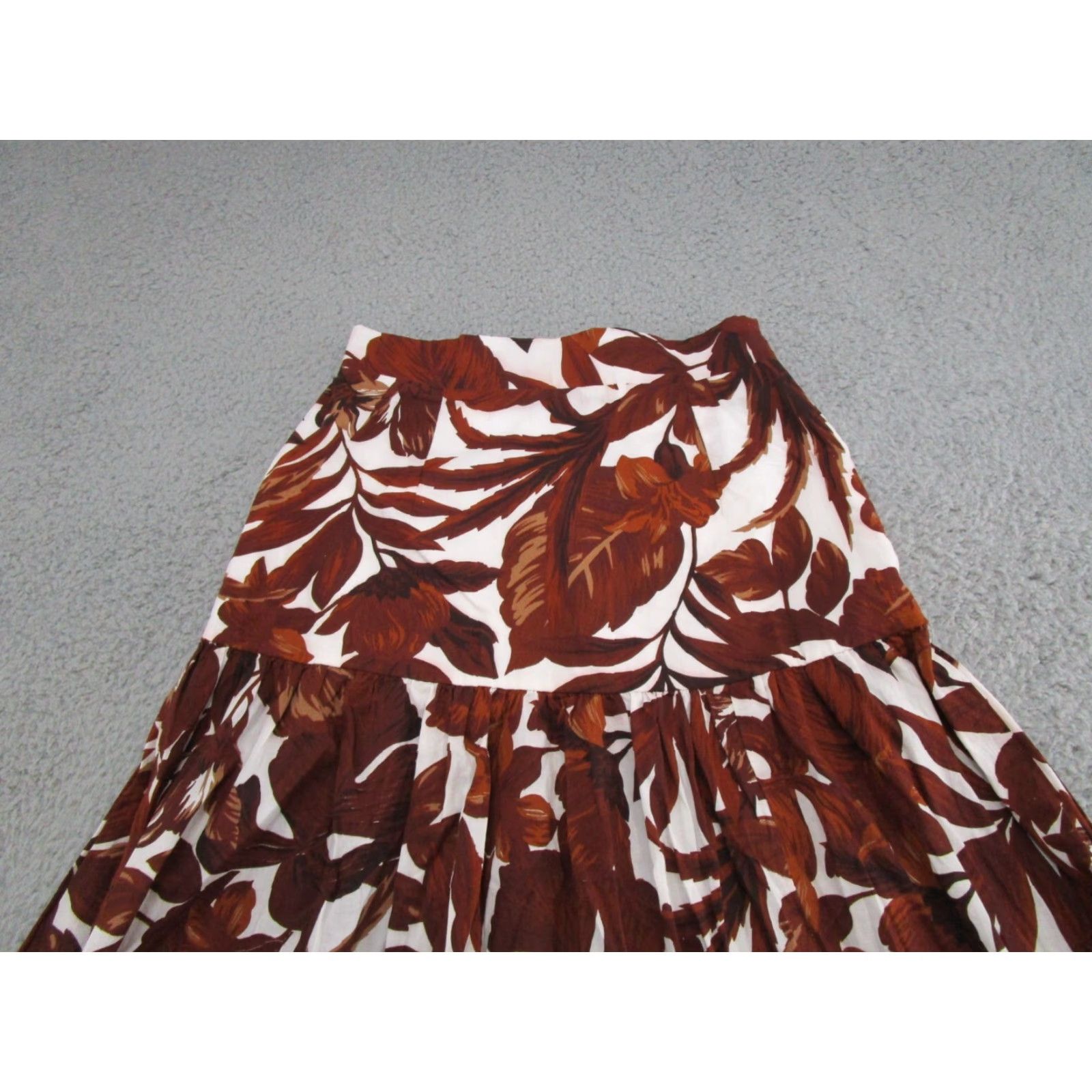 Vintage VINTAGE Seven Wonders Skirt Floral Leaf Elastic Waist XS 100% Cotton Black A-Line Long Womens Size 26" / US 2 / IT 38 - 3 Thumbnail