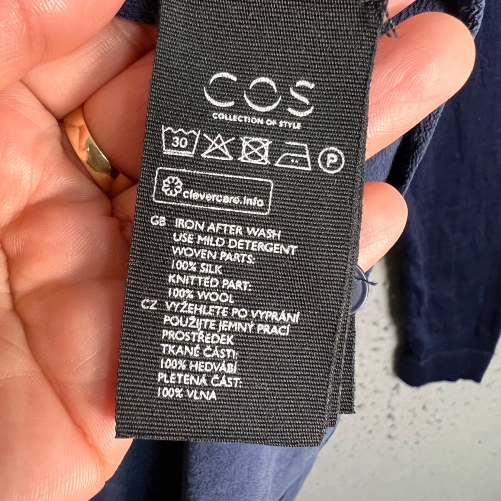 Cos COS Shirt Dress Womens XS Navy Blue Button Down Wool & Silk Blend Long Sleeve Casual Knee Length Size XS / US 0-2 / IT 36-38 - 4 Thumbnail