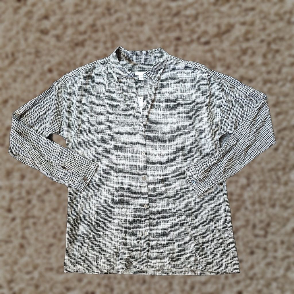 J. Jill J Jill Top Womens XS Black Plaid Button-Up Long Sleeve Casual Career Shirt Size XS / US 0-2 / IT 36-38 - 1 Thumbnail