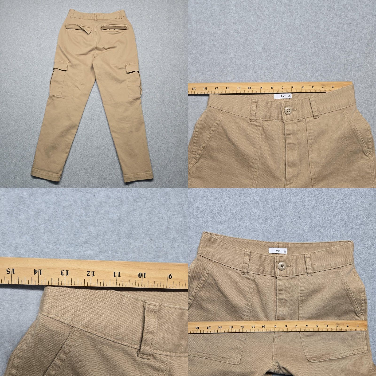 TNA VINTAGE? No. Tna Pants Womens 6 Cargo High Rise Straight Leg Utility Stretch Casual Beige/ Tan Cotton Spandex Twill Size 28" / US 6 / IT 42 - 8 Thumbnail