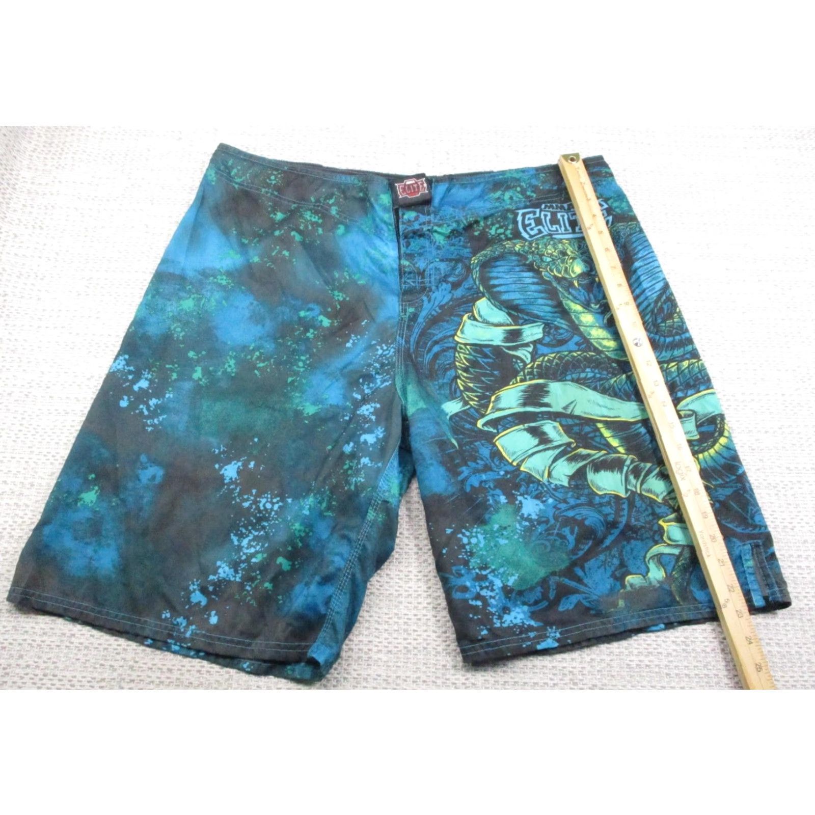 Vintage MMA Elite Board Shorts Mens XL Blue Black Cobra Graphic Quick Dry Beach Swim Trunks Size US 36 / EU 52 - 4 Thumbnail