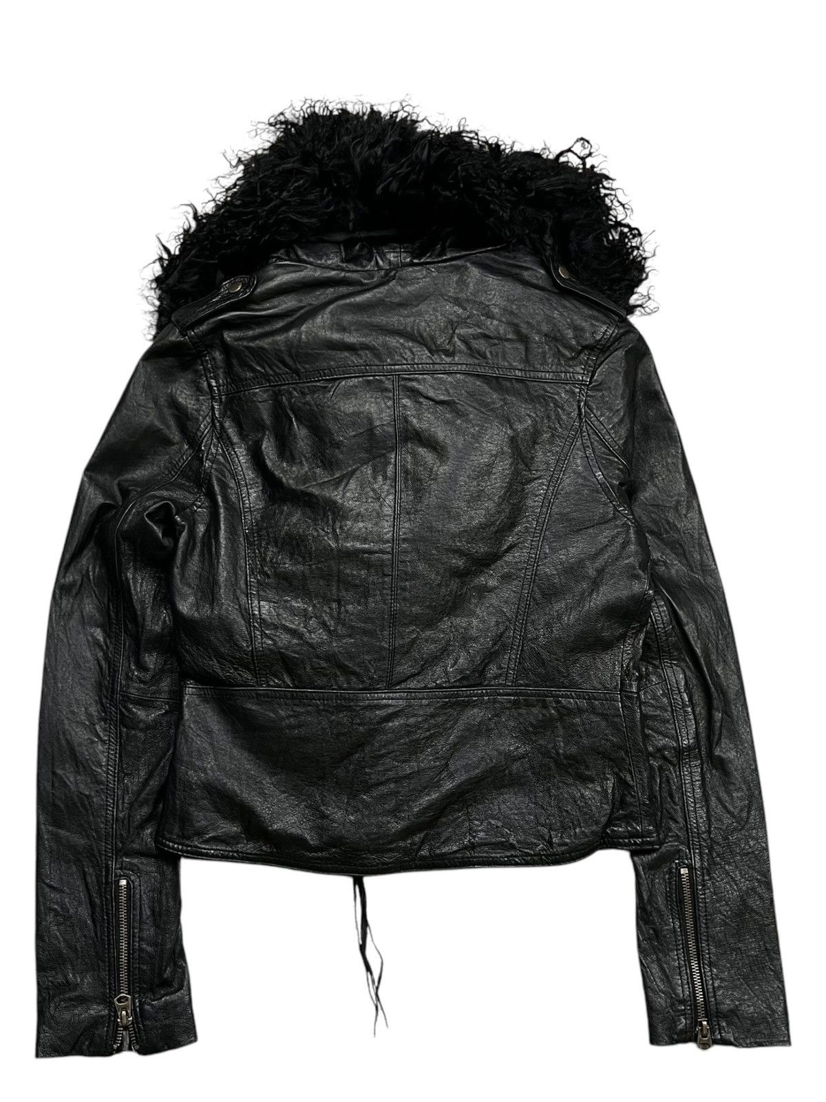 2000s GOA - Vkei Style Fuzzy Fur Leather Jacket
