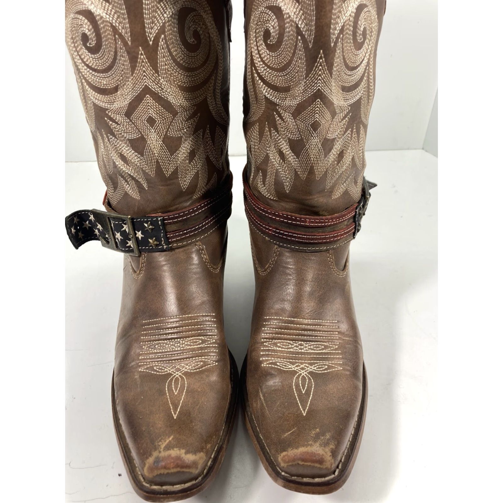 Durango Durango Crush Boots Women 9 M Brown Leather US Flag Western Style DRD0208 Size US 9 / IT 39 - 2 Thumbnail