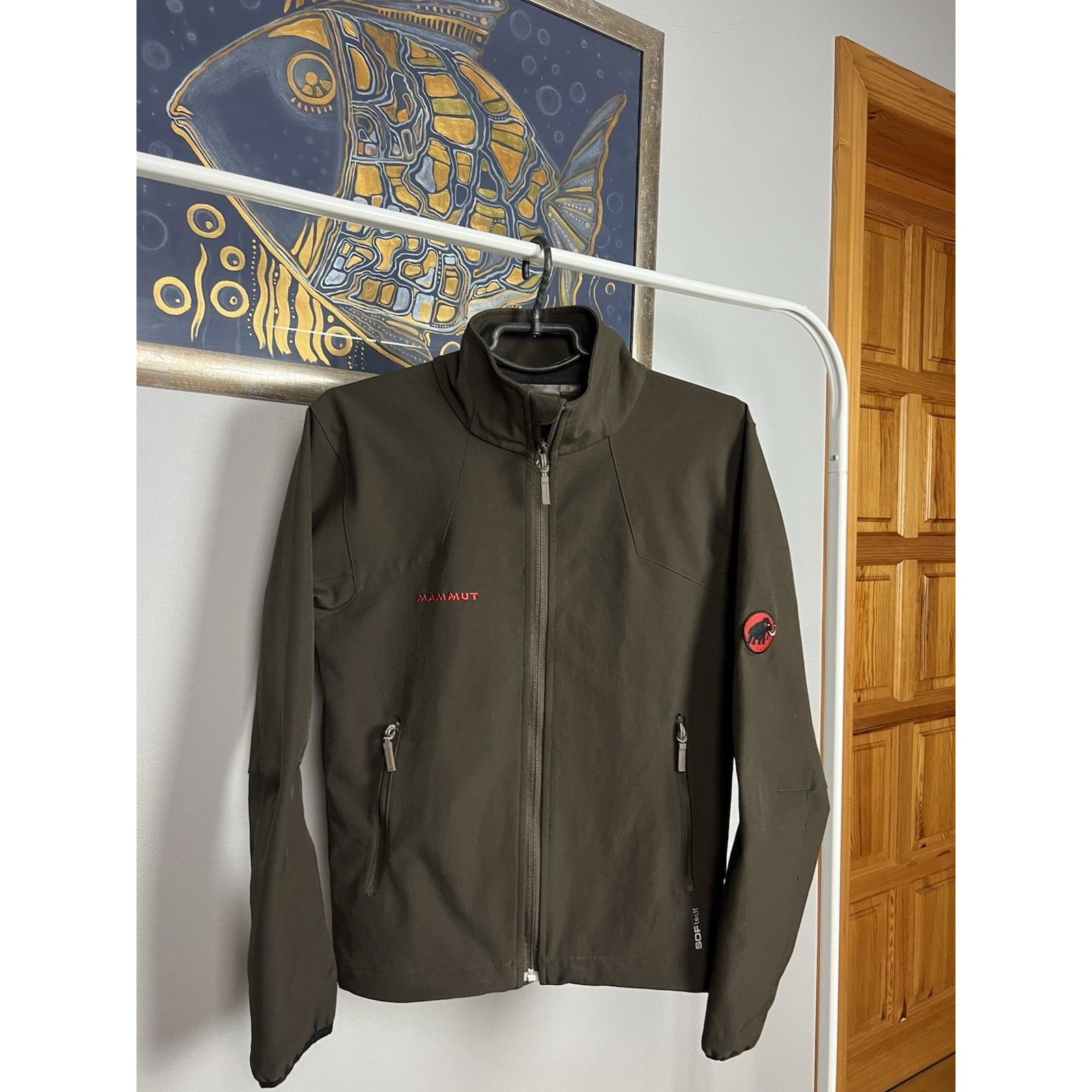 Mammut Mammut Softtech Men`s Khaki Green Softshell Jacket Size XS Size US XS / EU 42 / 0 - 3 Thumbnail